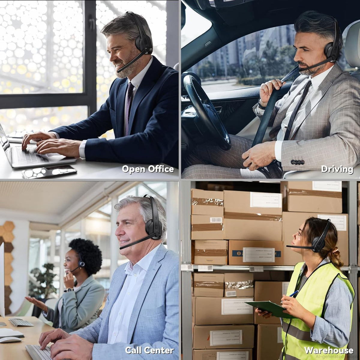 Auriculares inalámbricos con micrófono para el trabajo, auriculares...