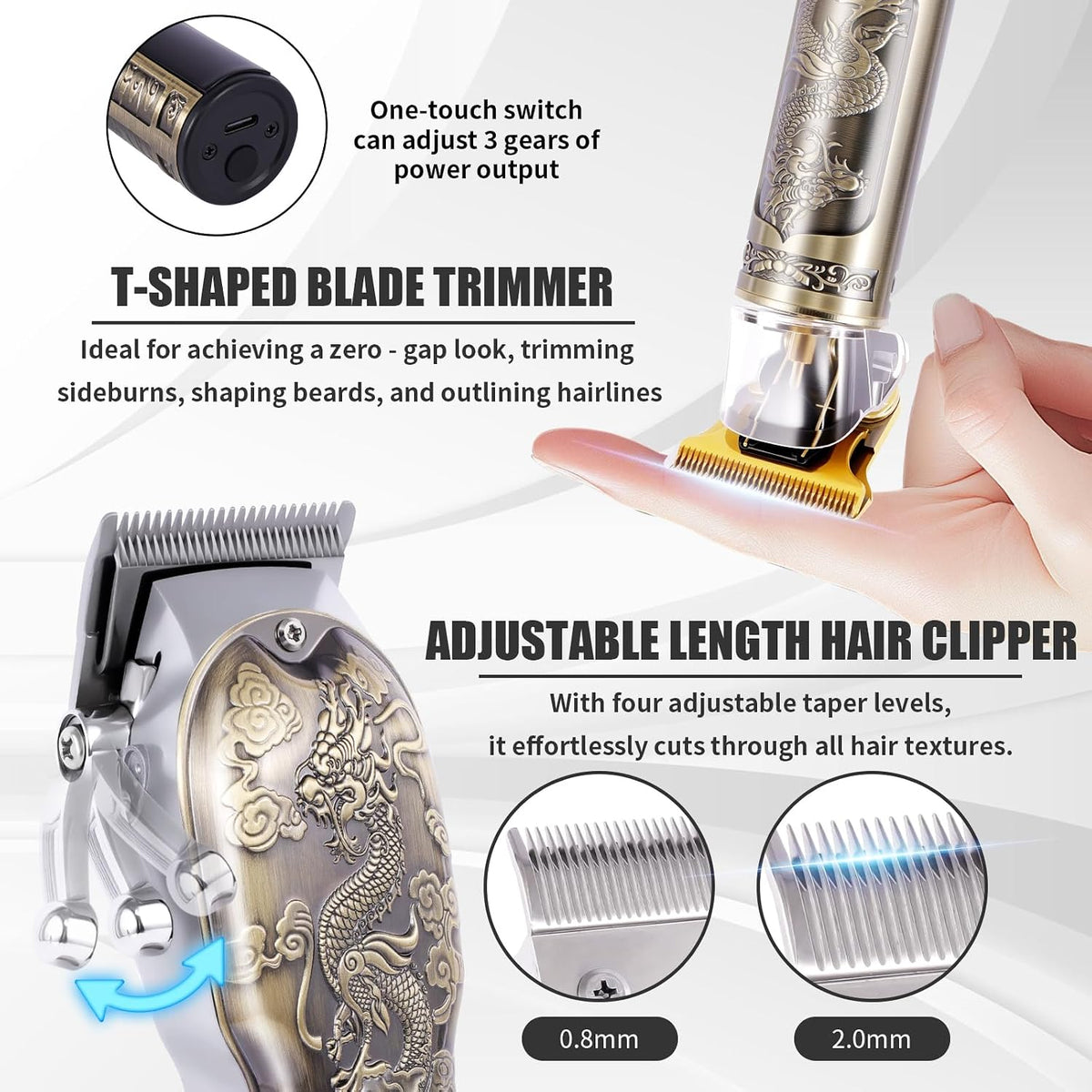 Soieho Cortadora de pelo para hombres, set de cortadora de pelo ina...