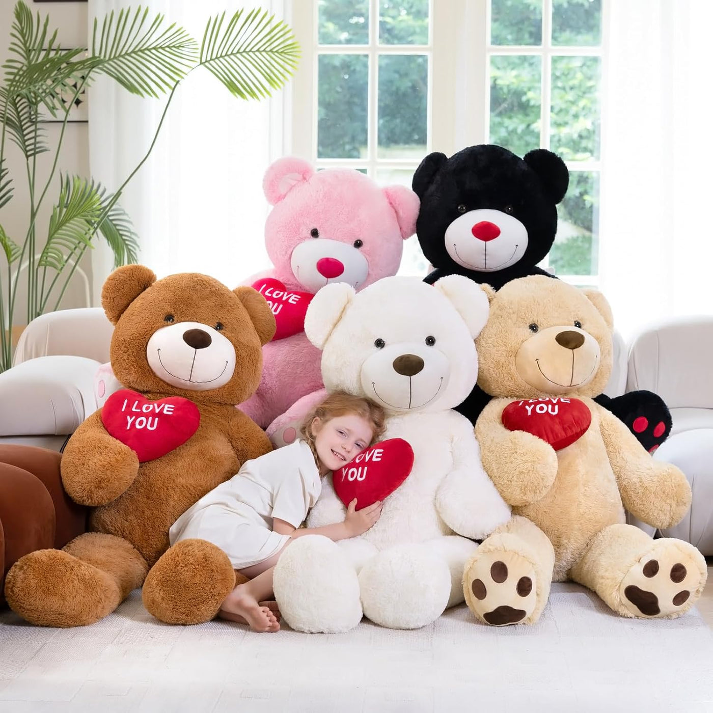 BENINY Oso de peluche gigante marrón de 52 pulgadas con corazón, pe...