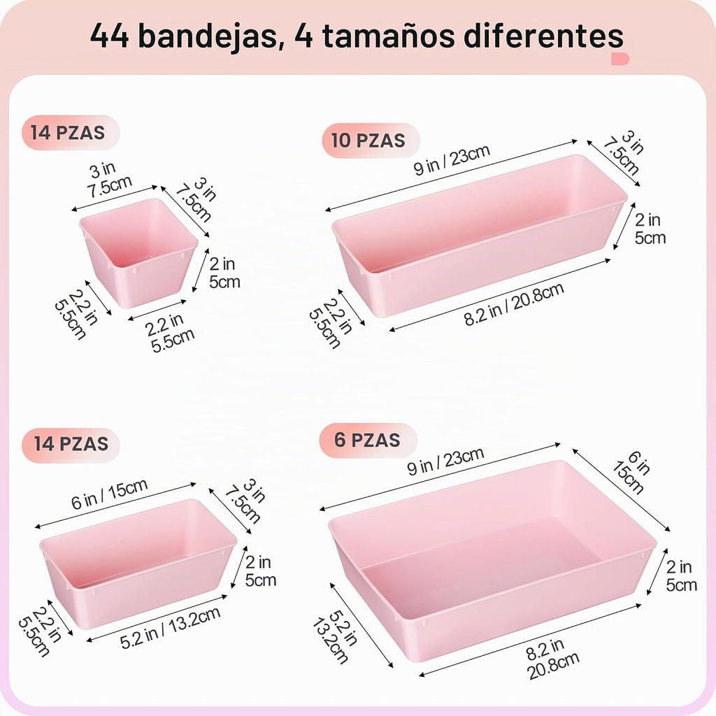 Vtopmart - Juego de 44 organizadores de cajones de plástico, 4 tama...