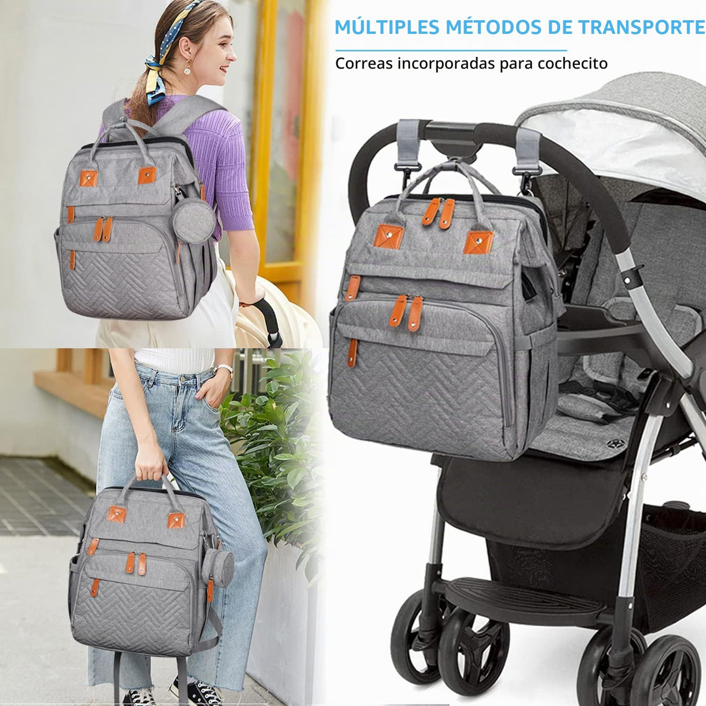 KABAQOO Mochila para pañales con estación de cambio desmontable, bo...