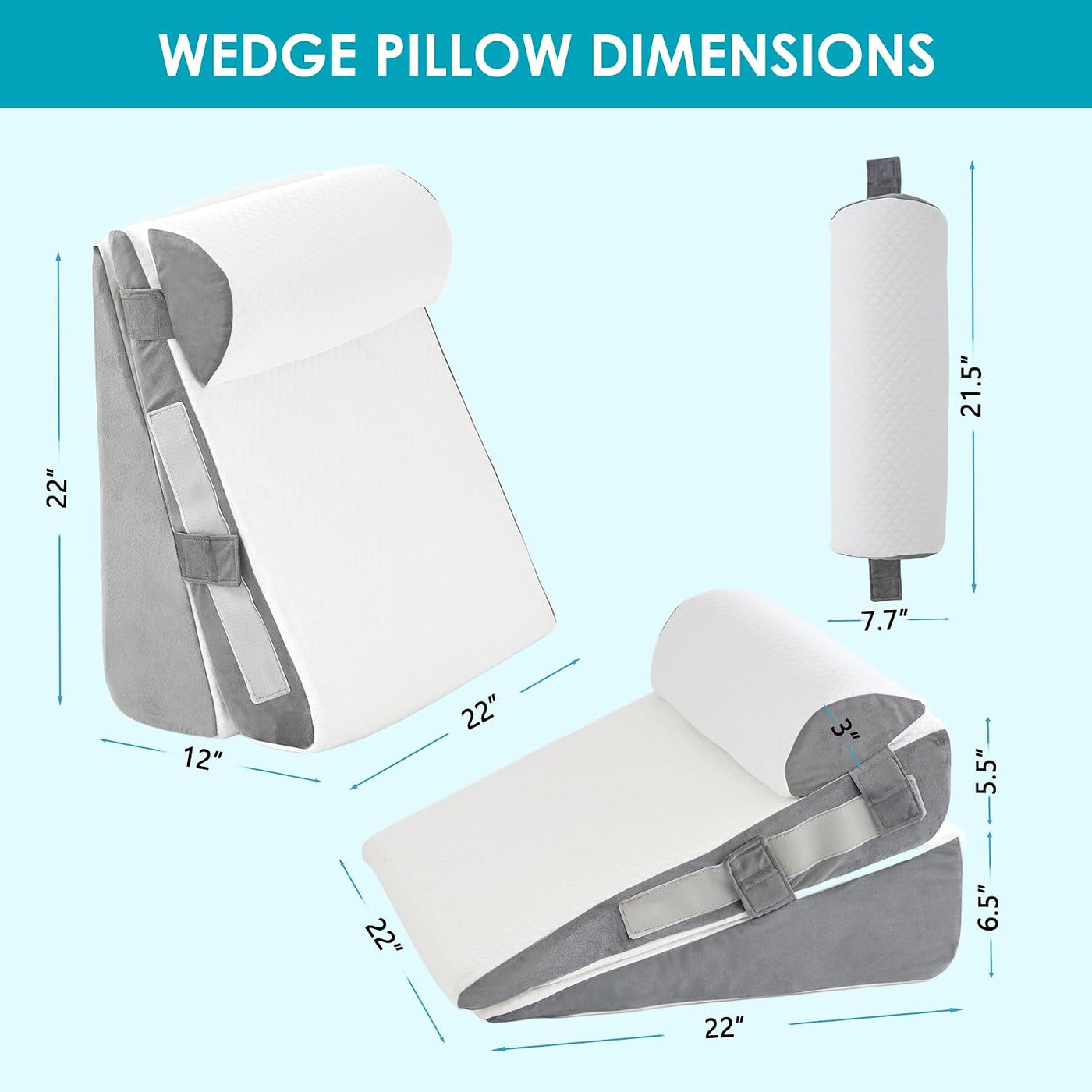 WGAKCED Juego de 3 almohadas en forma de cuña para después de la ci...