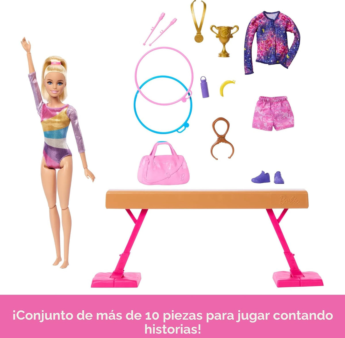 Barbie Gimnasia Muñeca y Accesorios Playset | Muñeca rubia de moda,...