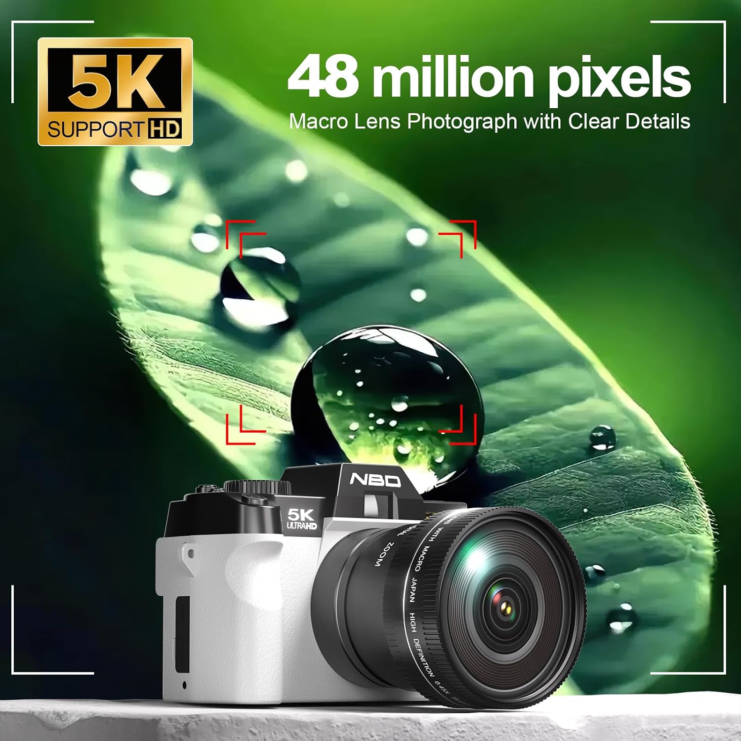 Cámaras digitales True 5K para fotografía de 48 MP - Lente gran ang...