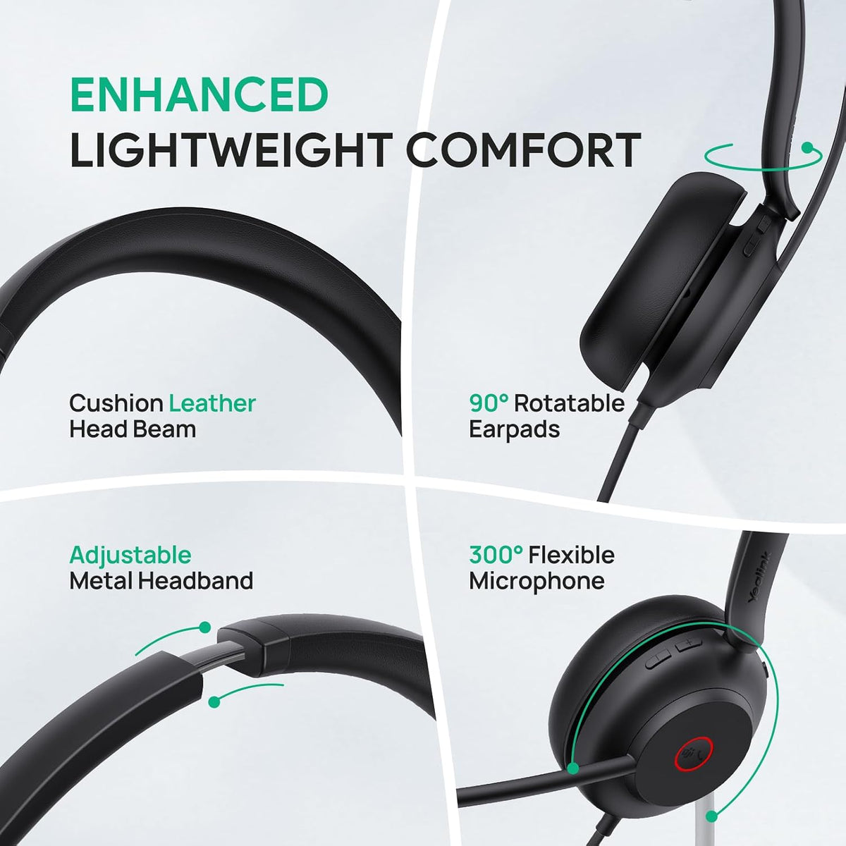 Yealink Auriculares con cable UH35, USB-A, micrófono con cancelació...