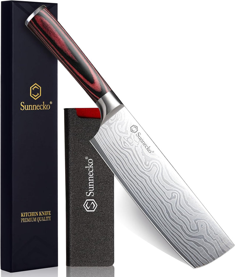 Sunnecko Nakiri - Cuchillo de chef de 7 pulgadas para cortar carne...