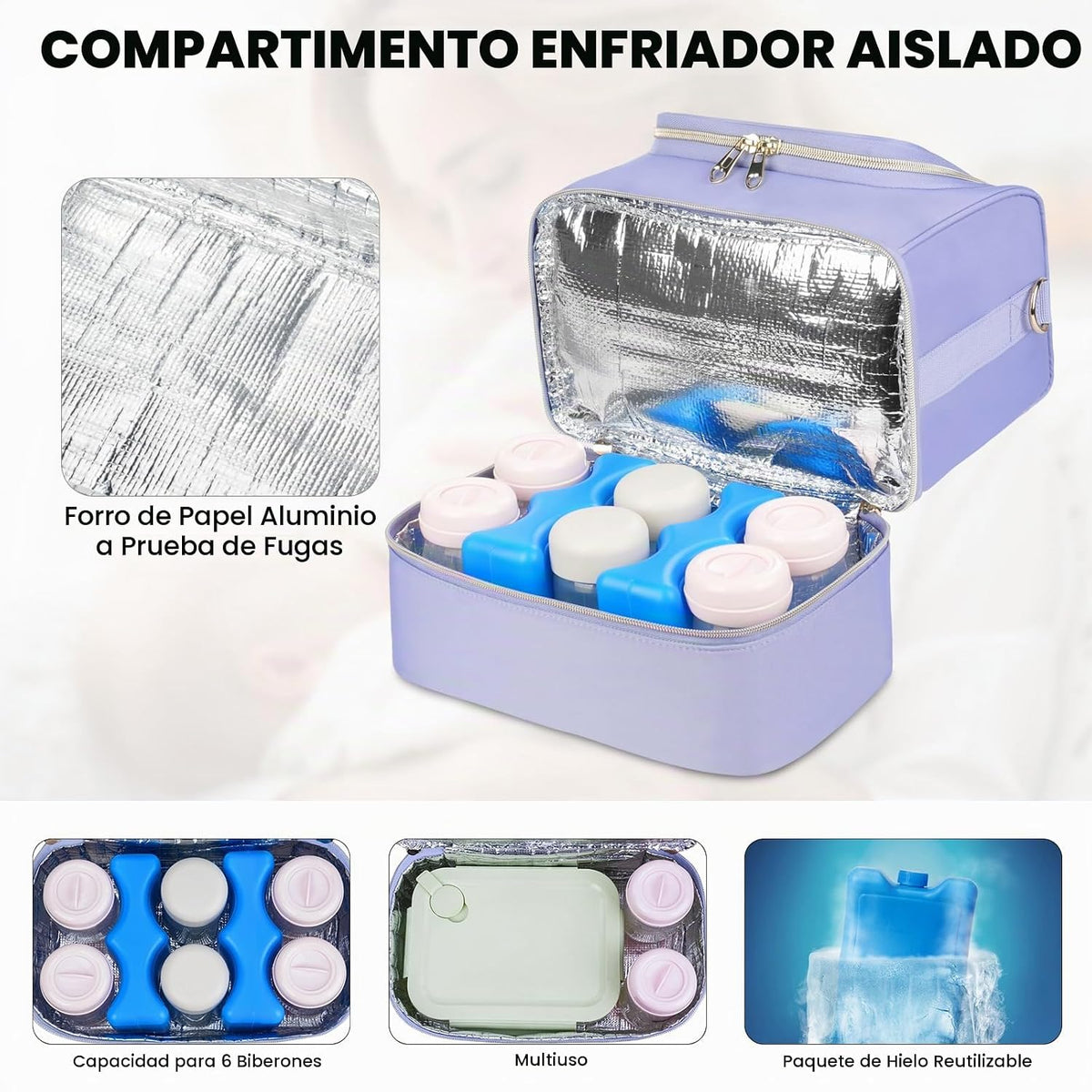 Jaffzora Bolsa de extractor de leche portátil con compartimento enf...