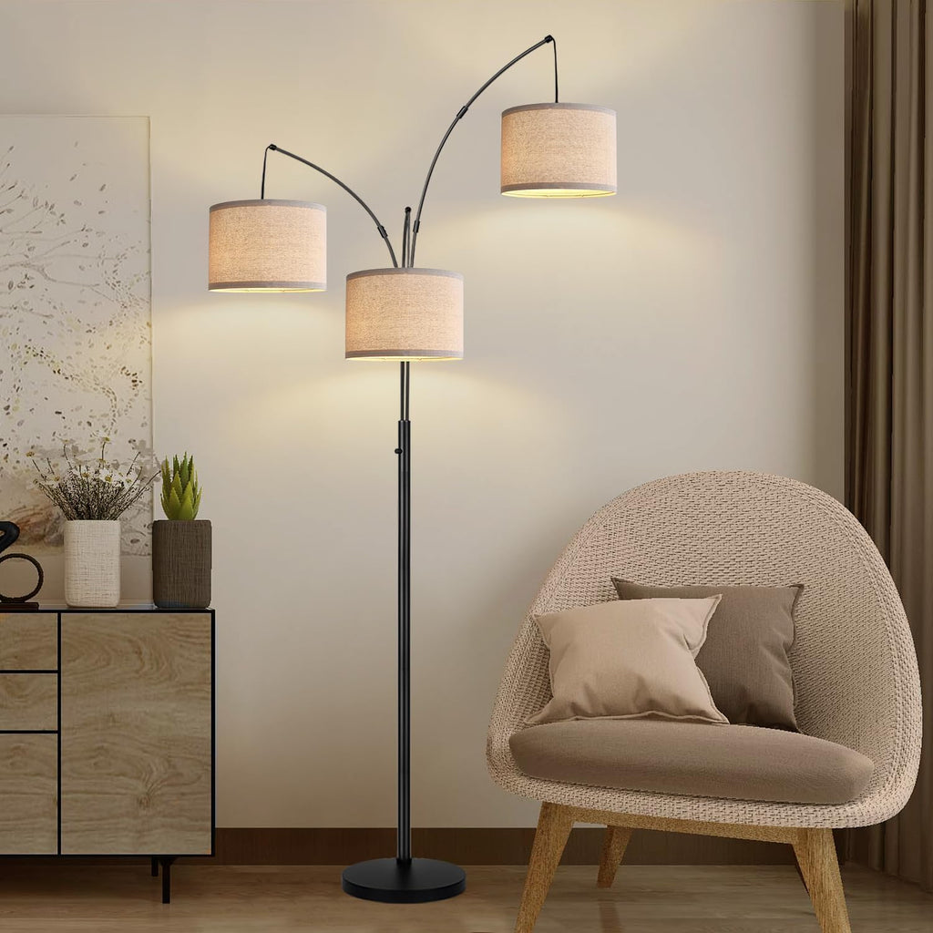 Lámpara de Pie Regulable - 3 Luces Lámpara de Pie de Arco para Sala...