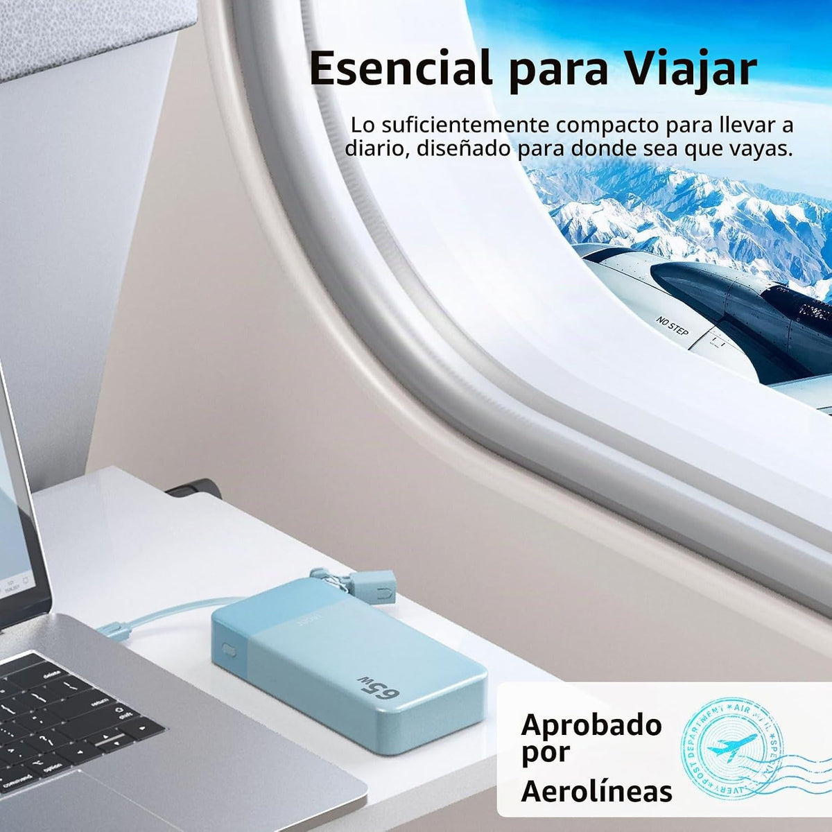 JUOVI Cargador portátil, banco de energía para portátil de 65 W, ca...