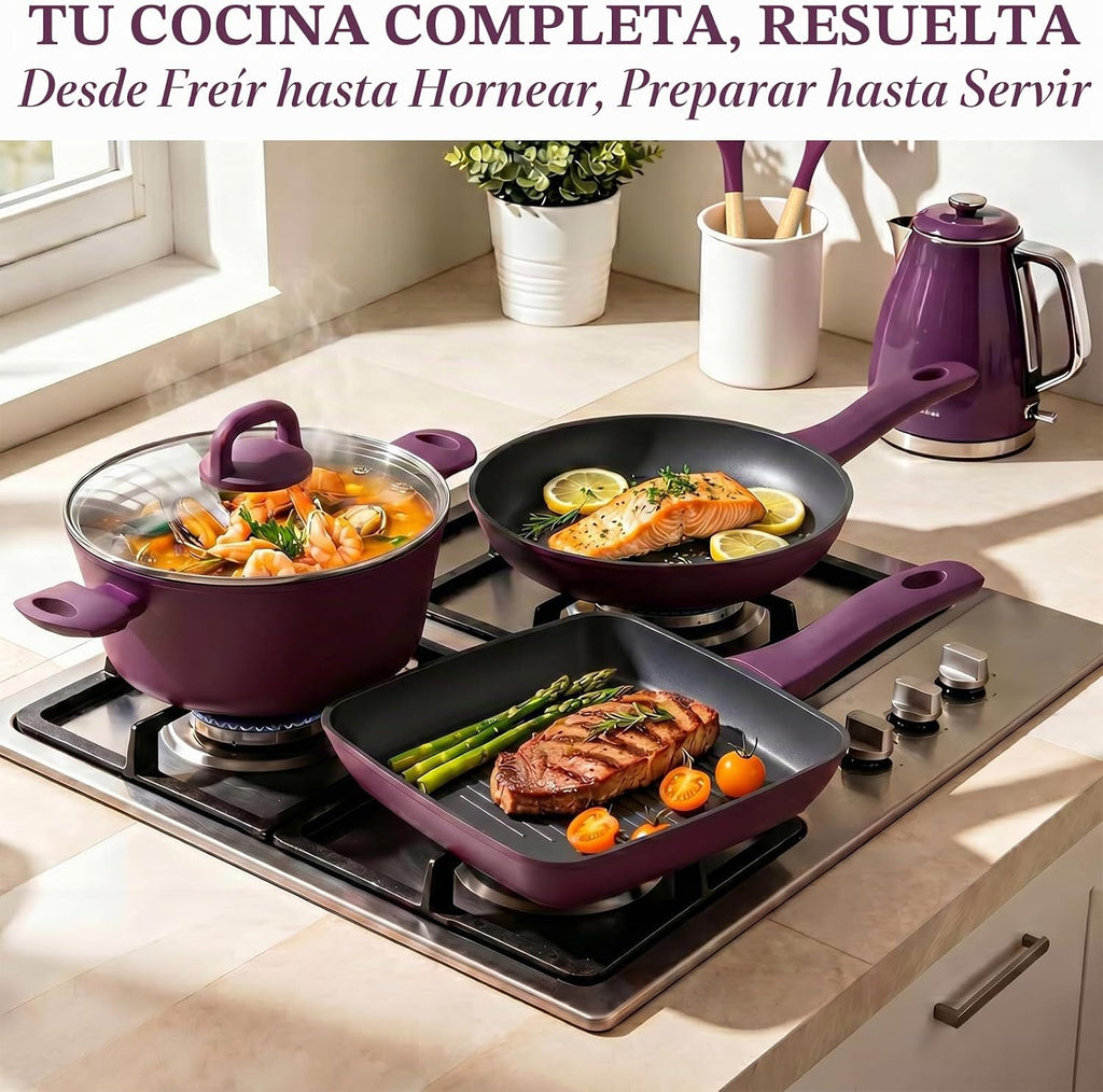 Umite Chef - Juego de ollas y sartenes antiadherentes, juego de ute...