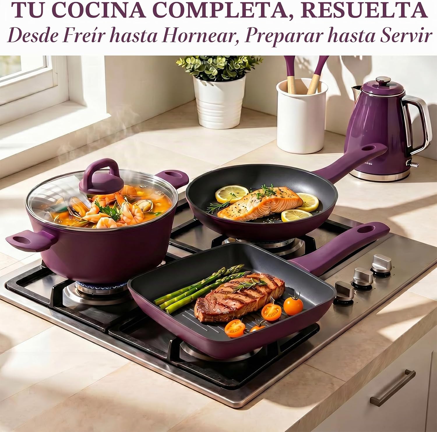 Umite Chef - Juego de ollas y sartenes antiadherentes, juego de ute...