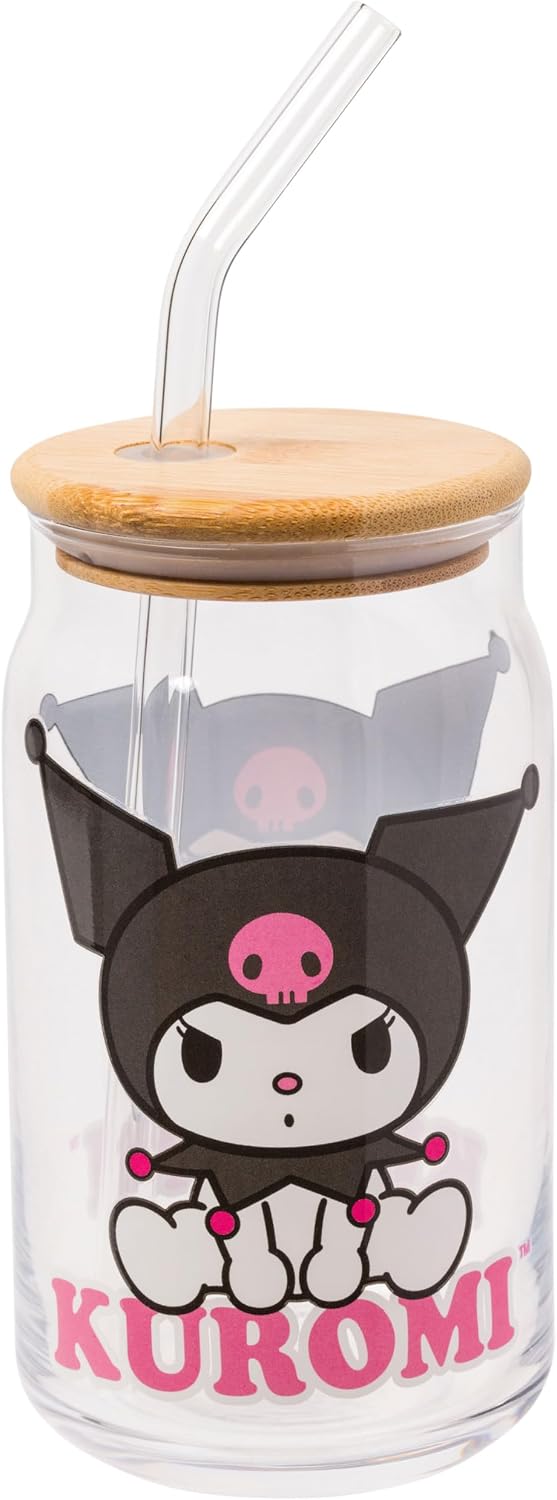 Silver Buffalo Sanrio - Vaso de vidrio de Hello Kitty y Kuromi, con...