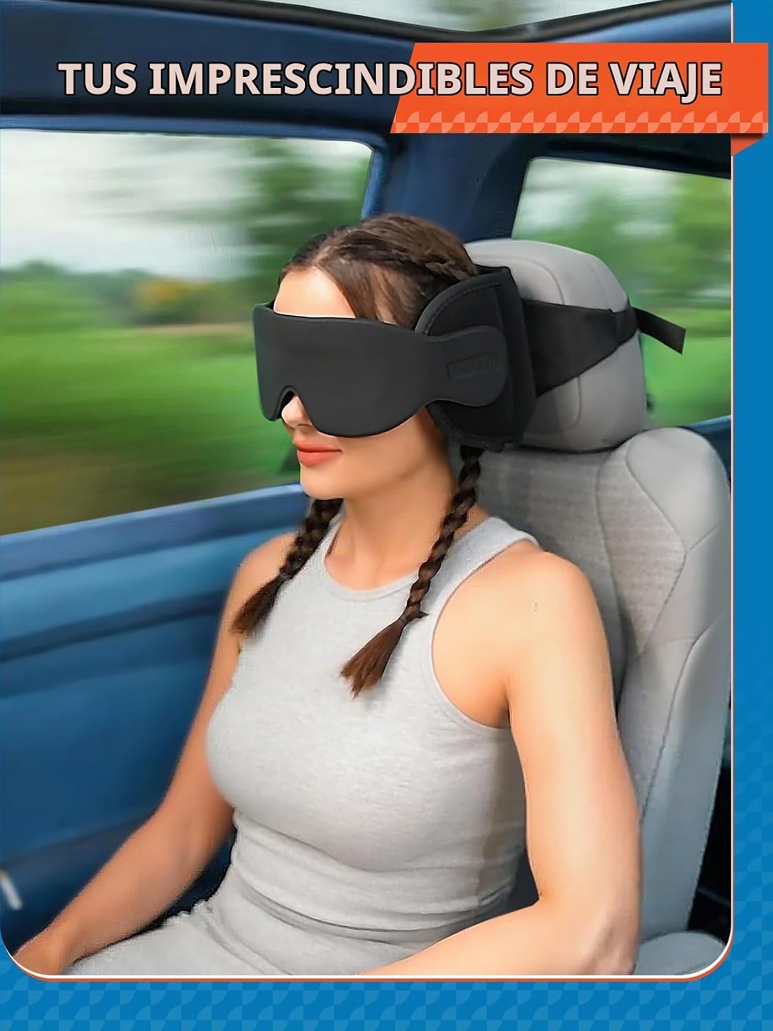 Almohada de viaje Sarisun, almohada de viaje para coche con máscara...