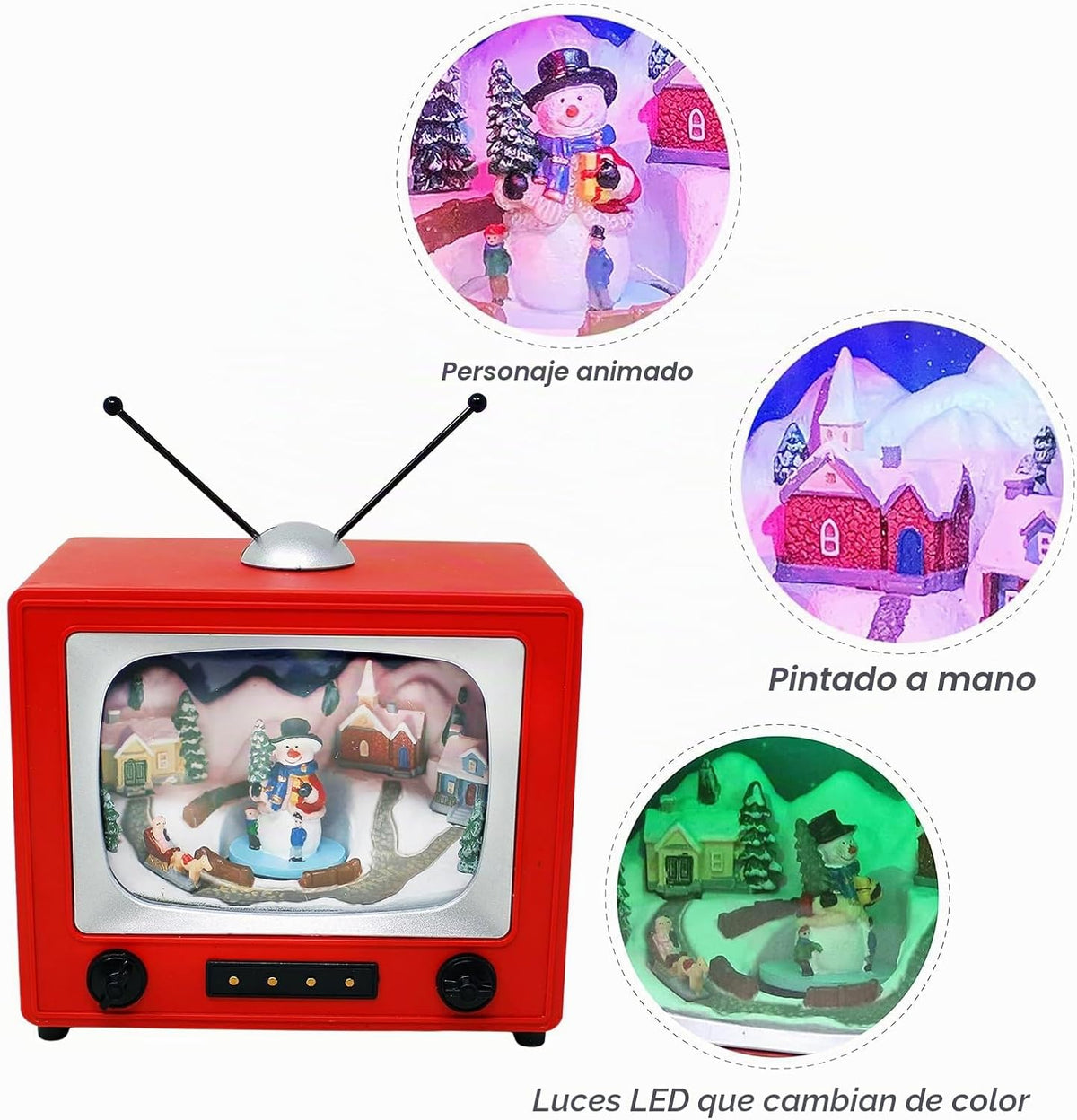 MOMENTS IN TIME Televisor retro rojo con escena del hogar de pueblo...
