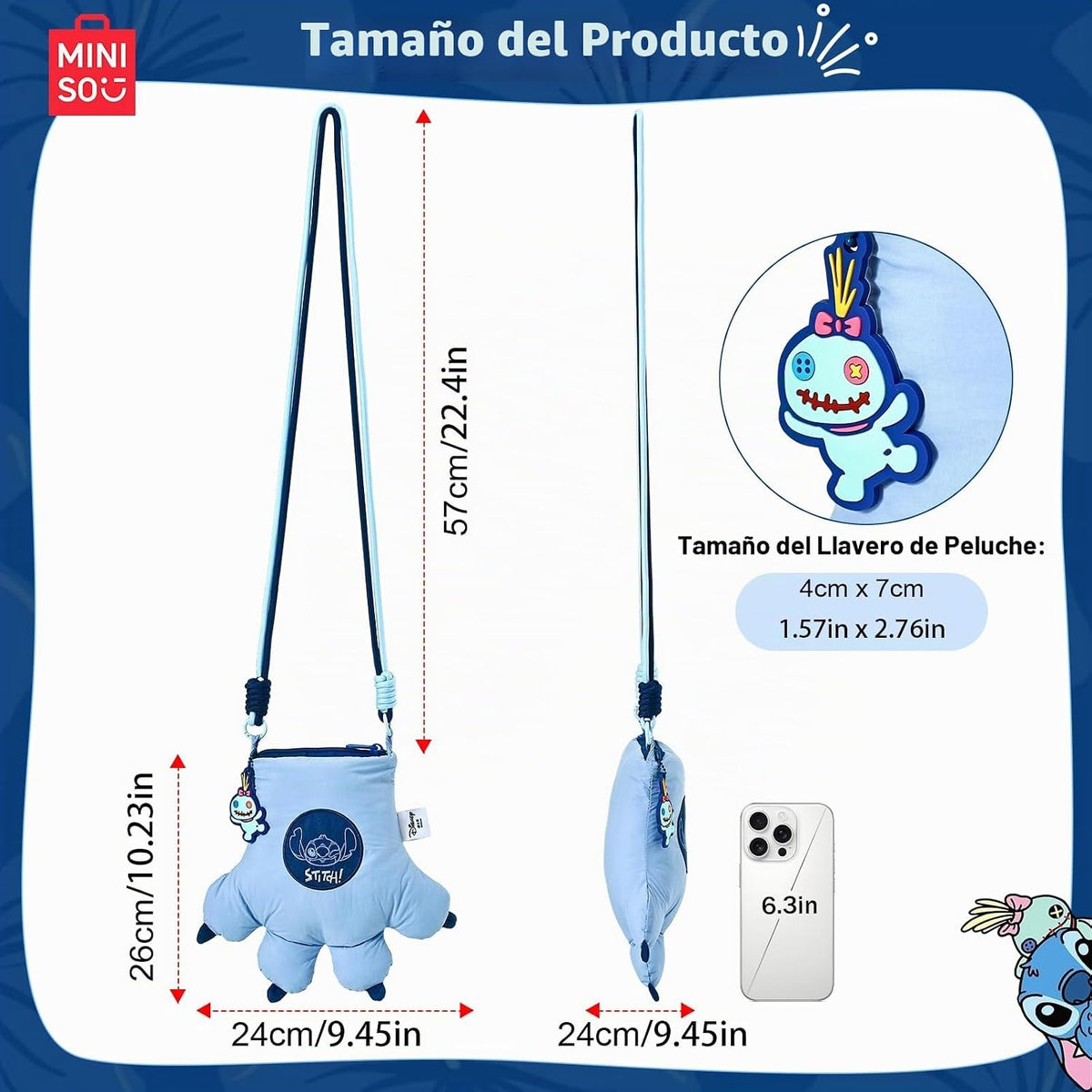 MINISO Disney Stitch Crossbody Lilo &amp; Stitch Billetera de dibuj...