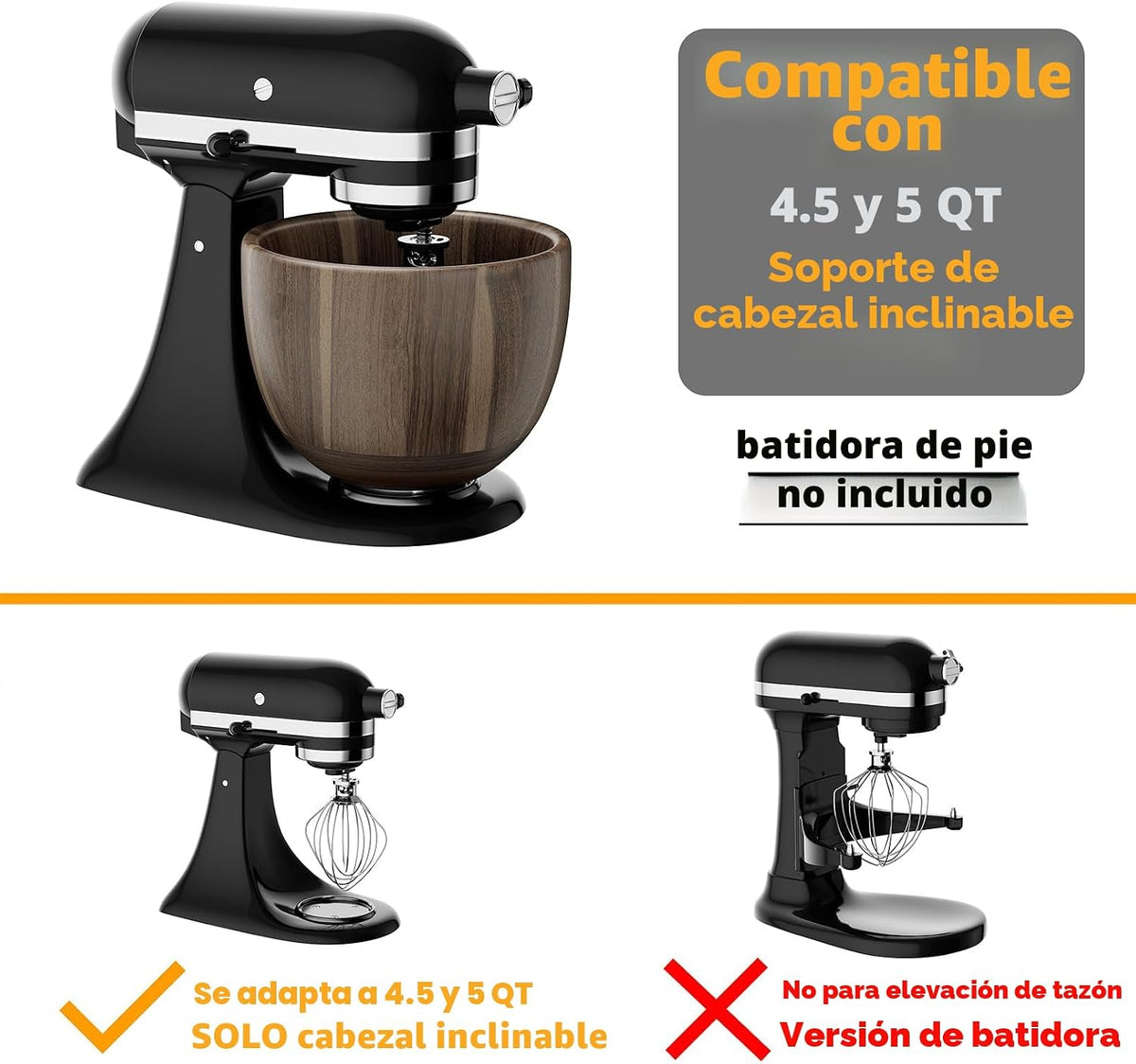 SpaceAid Cuenco de madera para mezclador \u2013 Kitchen Space Aid -...