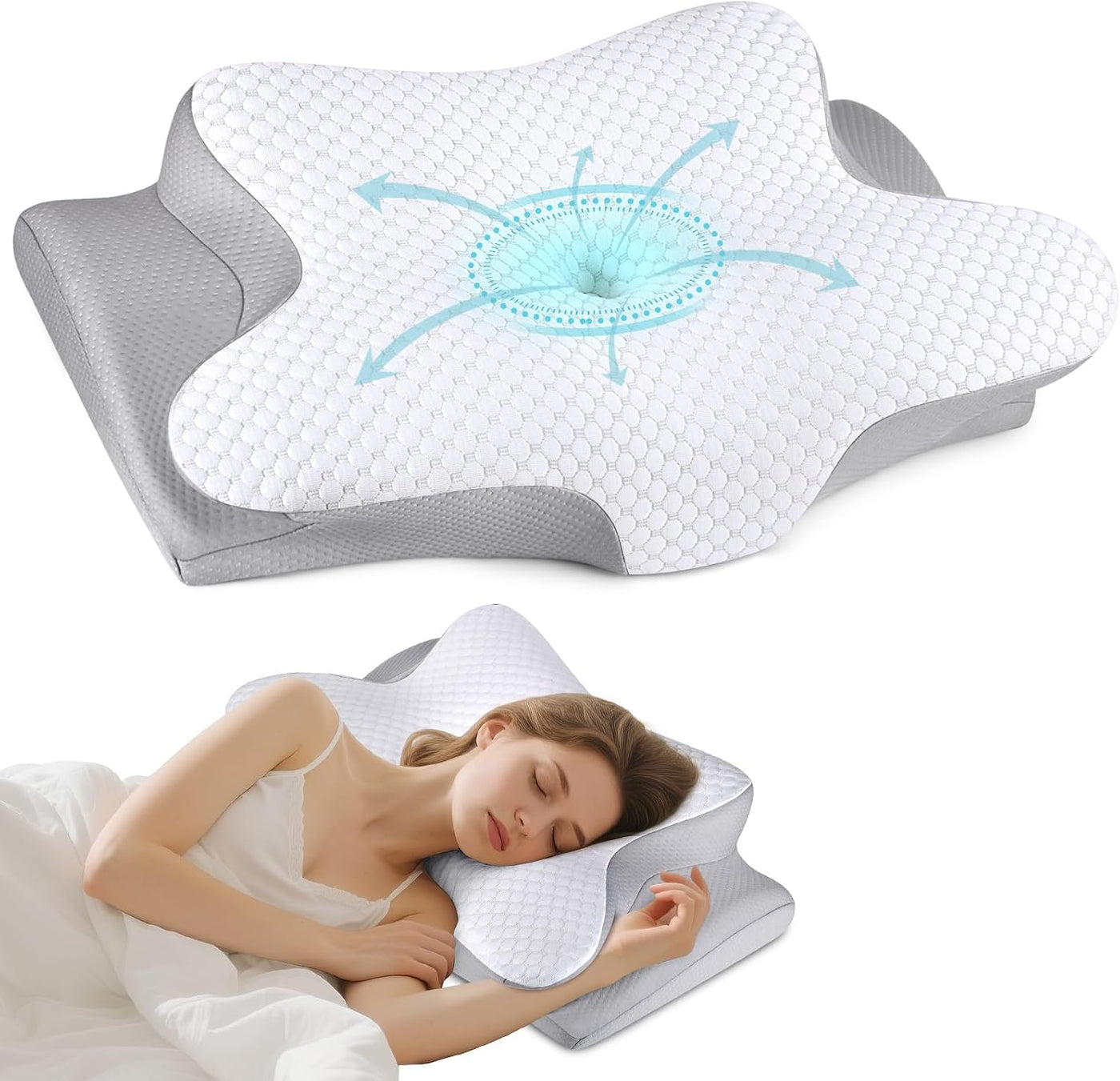 Almohada cervical para dormir - Almohada ergonómica para dormir de...