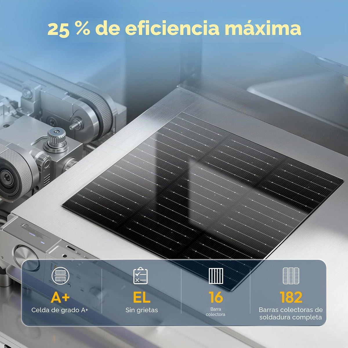 JJN Bifacial Panel Solar de 400 W, 16BB Tipo N 2 Pcs 200W 12V 25% A...