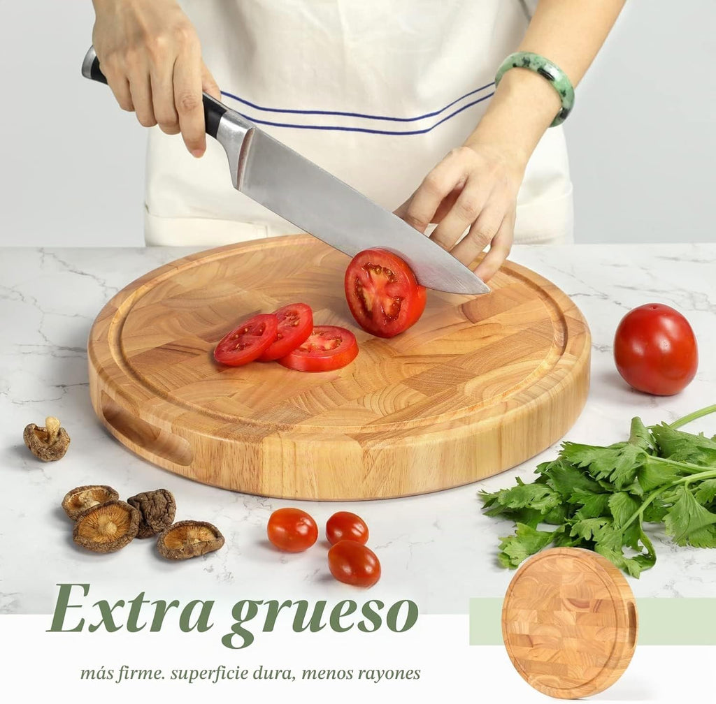 Tabla de cortar de grano final, extra grande y gruesa, compartiment...