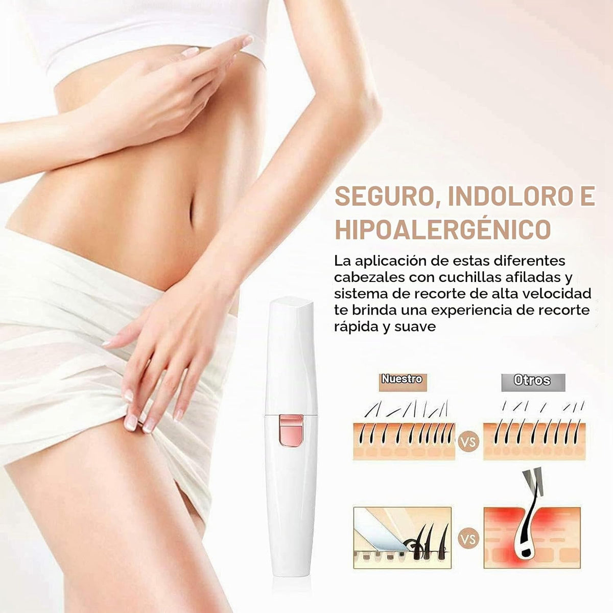 Removedor de vello facial para mujeres, recortadora de vello de nar...