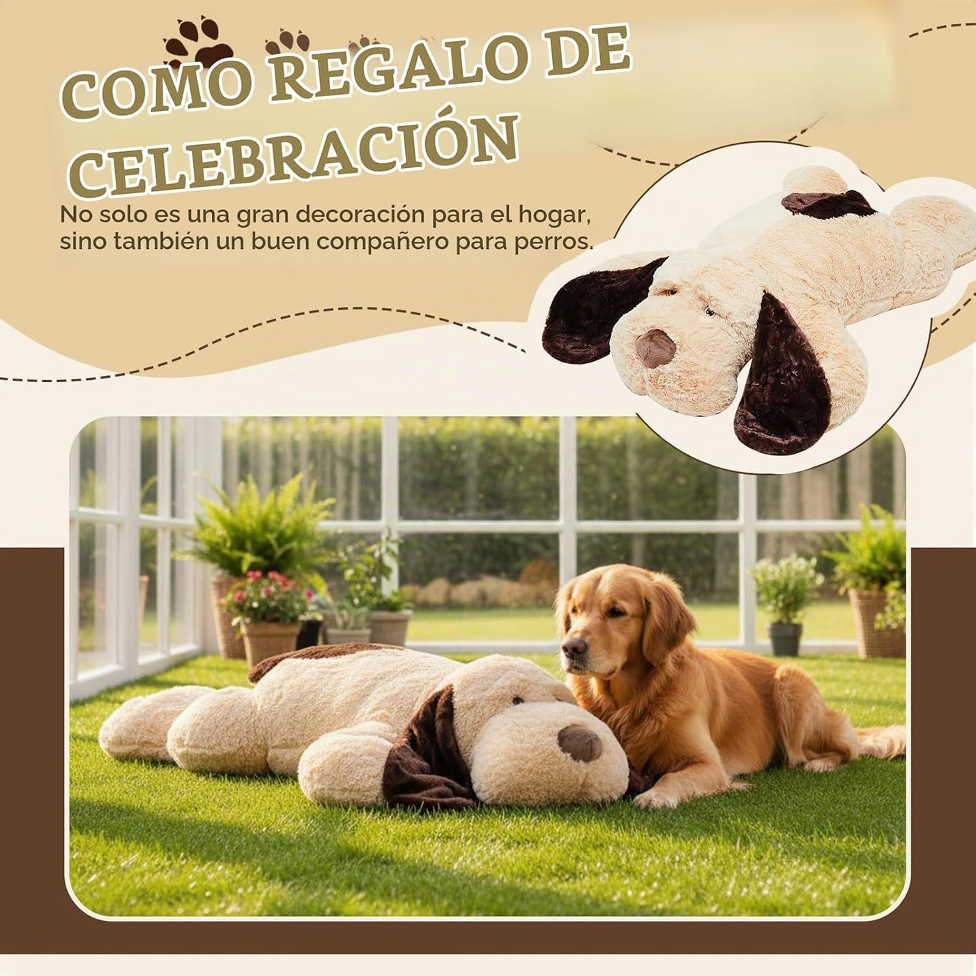 Juexica - Perro gigante de peluche de 48 pulgadas, color marrón cla...