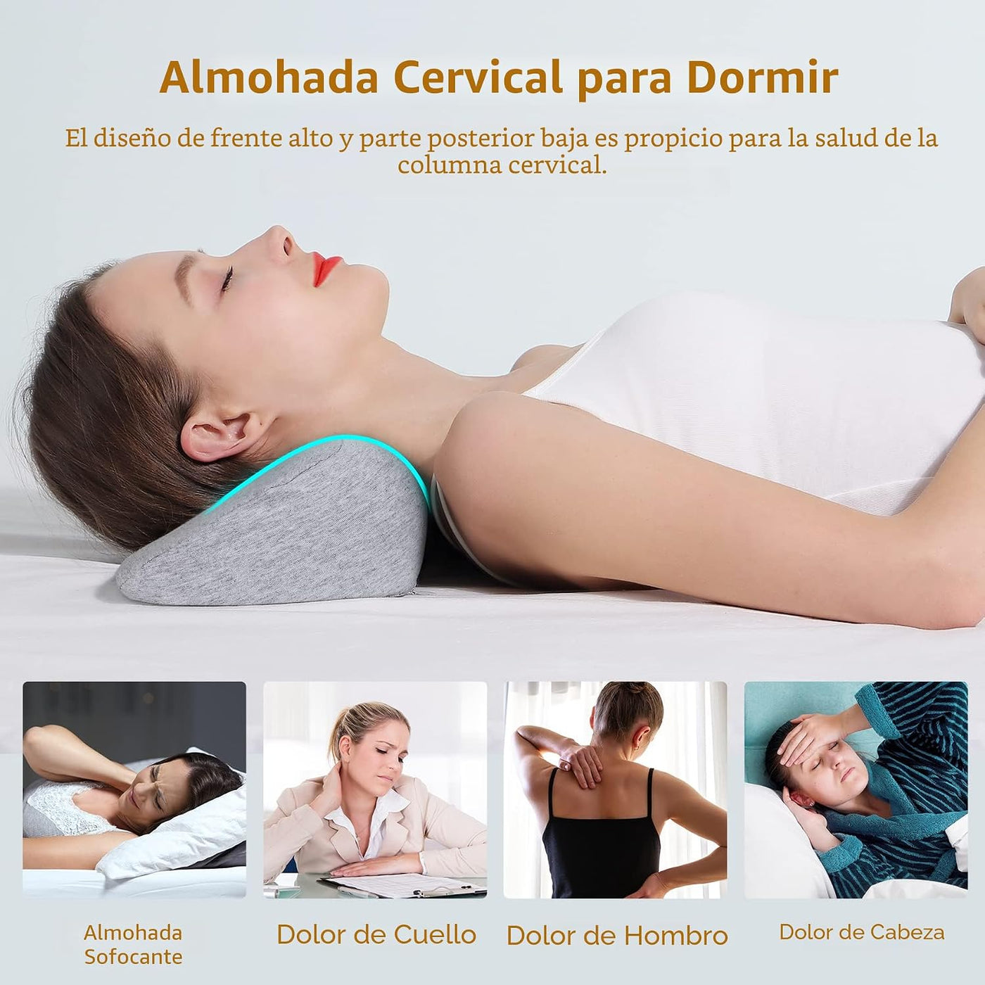 Almohadas Cervicales para el Alivio del Dolor al Dormir, Almohada d...