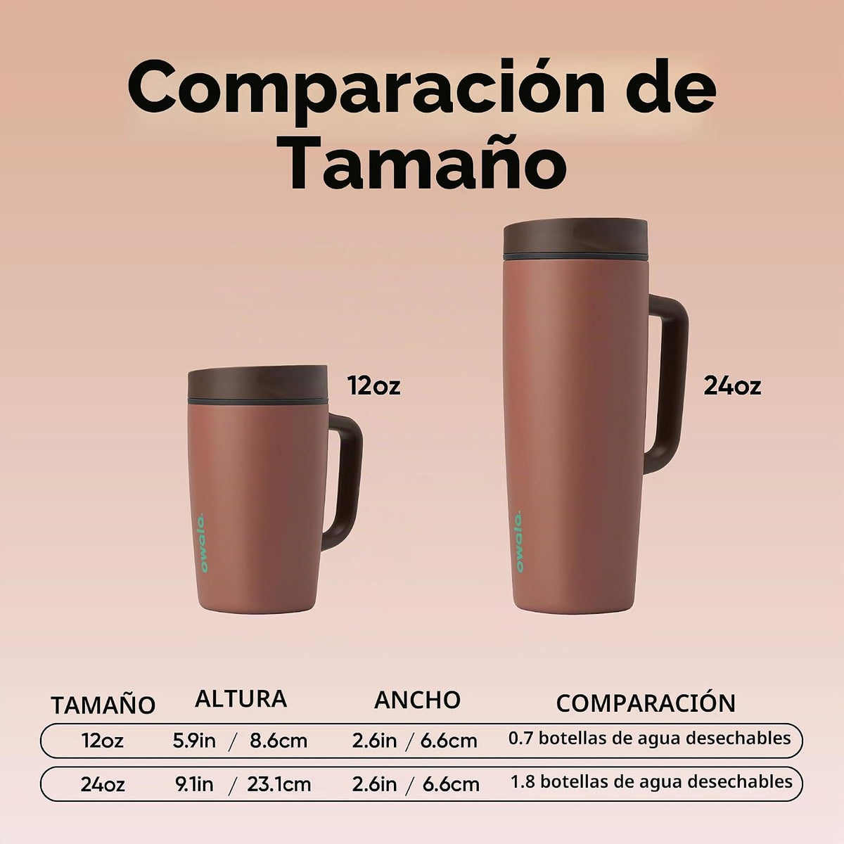Owala SmoothSip Slider - Taza de viaje aislada de acero inoxidable...