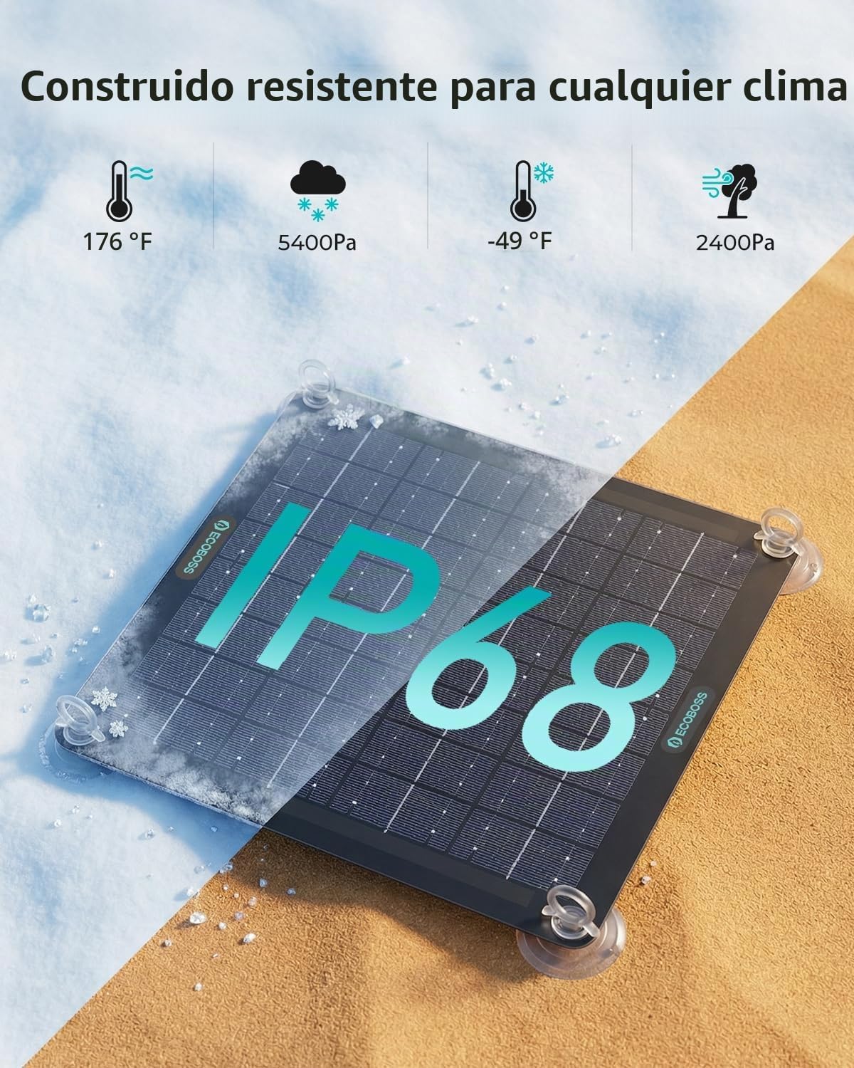 ECOBOSS Cargador de batería solar de 10 W, mantenimiento de 12 V |...