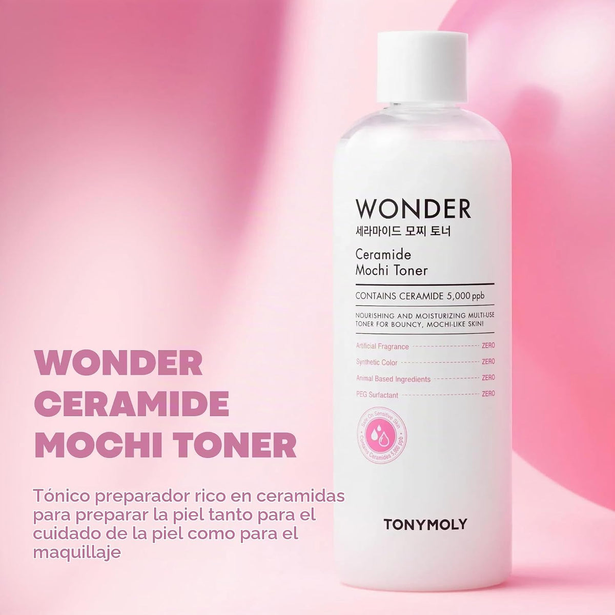 TONYMOLY Wonder Ceramide Mochi Tóner lechoso, tóner hidratante core...