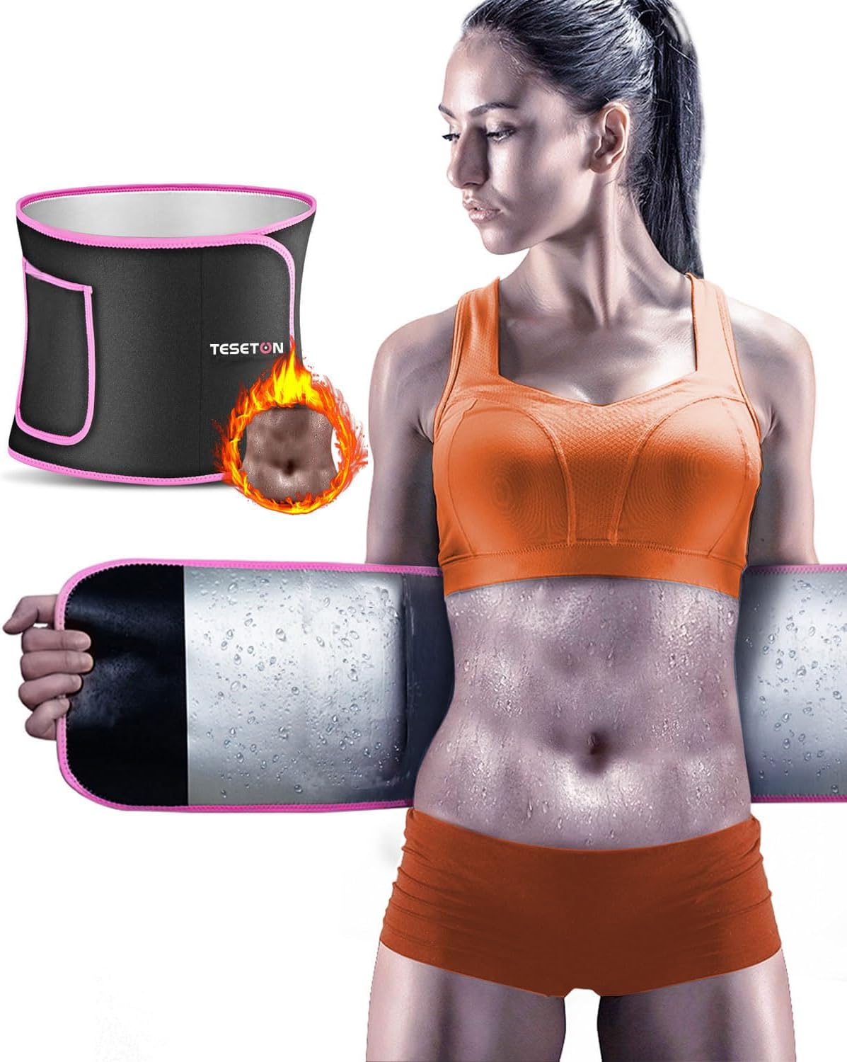 TESETON Entrenador de Cintura para Mujer y Hombre - Banda de Sudor...