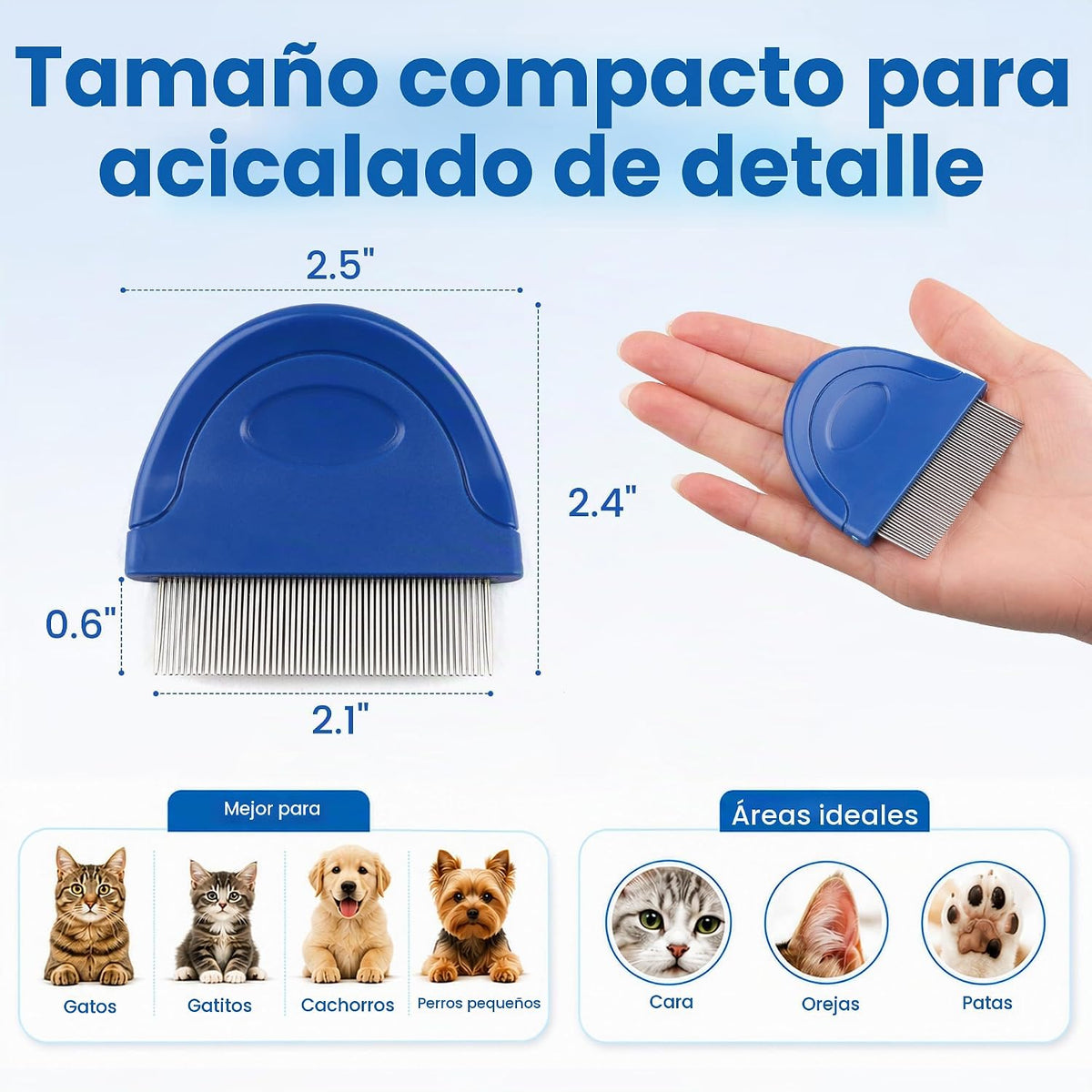 Prime Pets - Peine de pulgas para perros y gatos, peine de acero in...