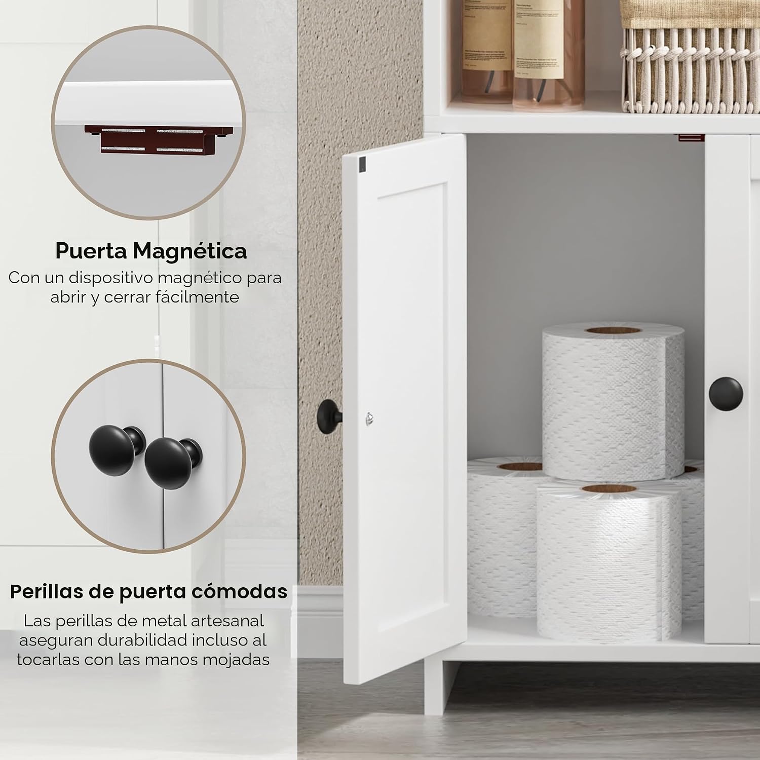 Homhedy Armario de almacenamiento de baño pequeño, almacenamiento i...