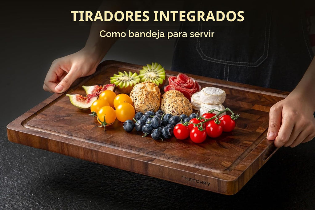 THETCHRY Tabla de cortar de nogal para cocina, tabla de cortar de m...