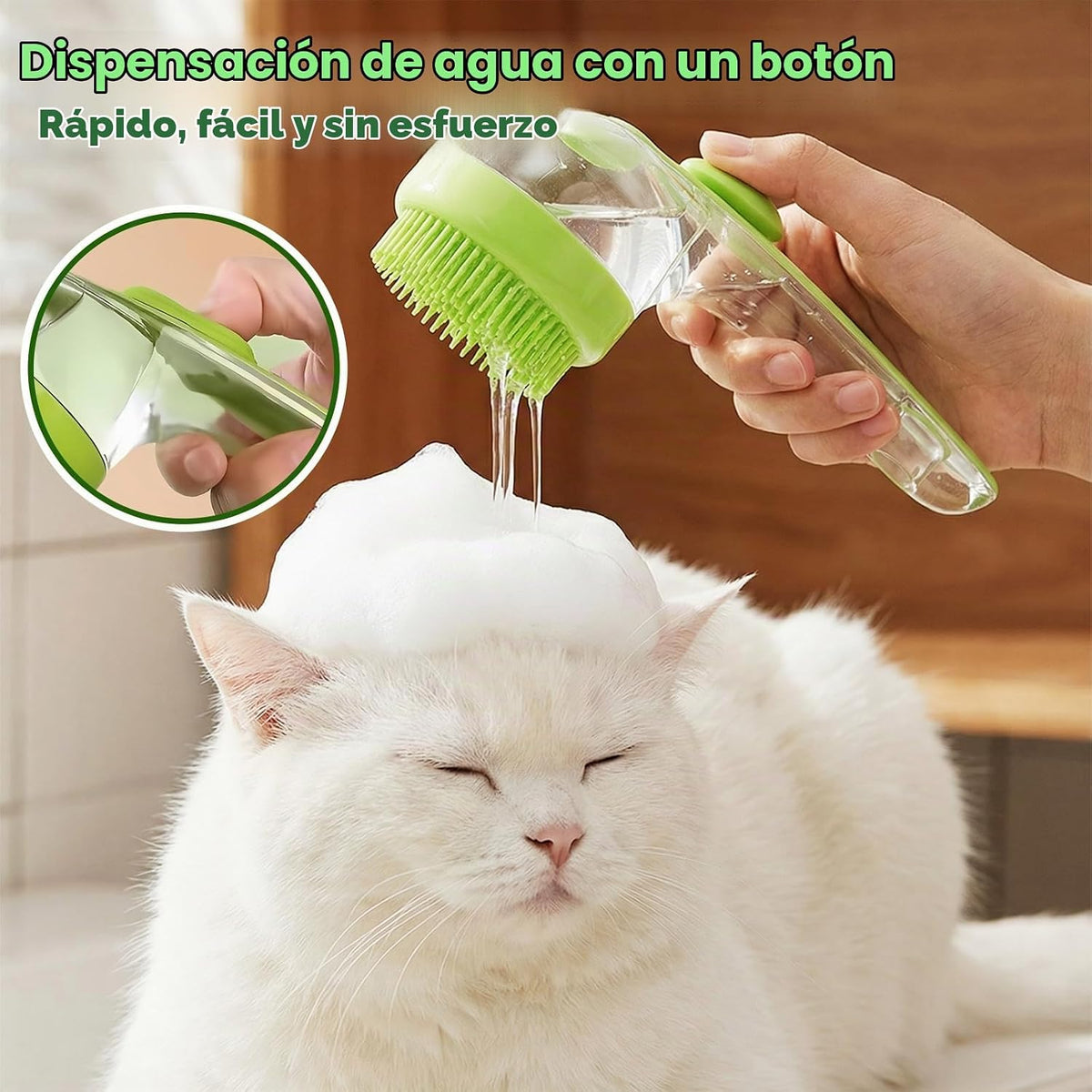 Cepillo de baño y aseo para mascotas, edición 2025, dispensador de...