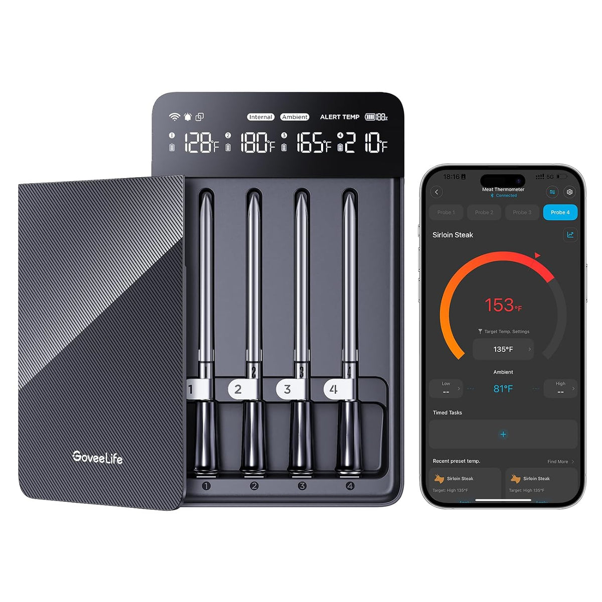 GoveeLife Termómetro Inteligente Inalámbrico para Carne Digital 4 S...