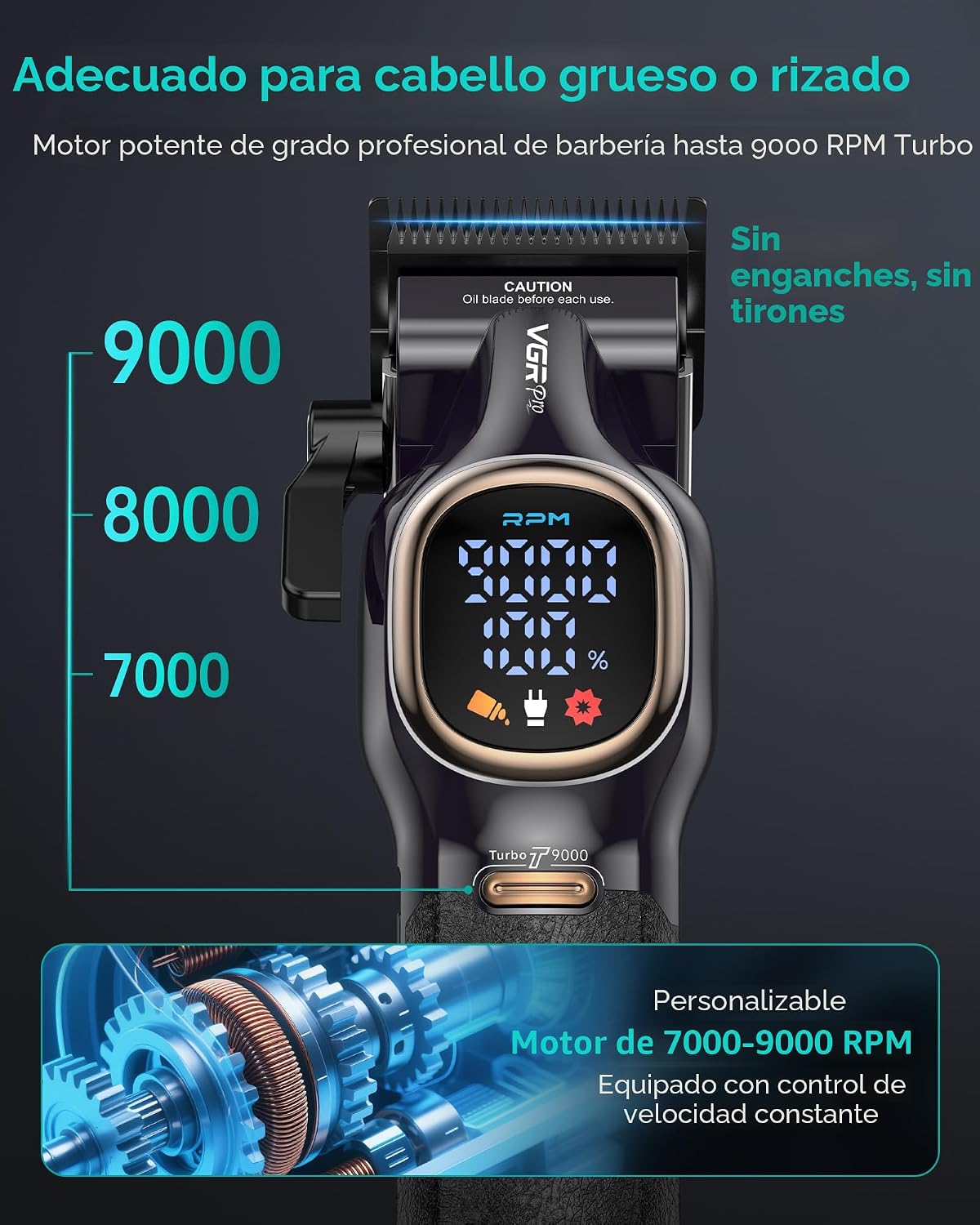 VGRPRO Cortadora de pelo profesional para hombres, juego de cortado...
