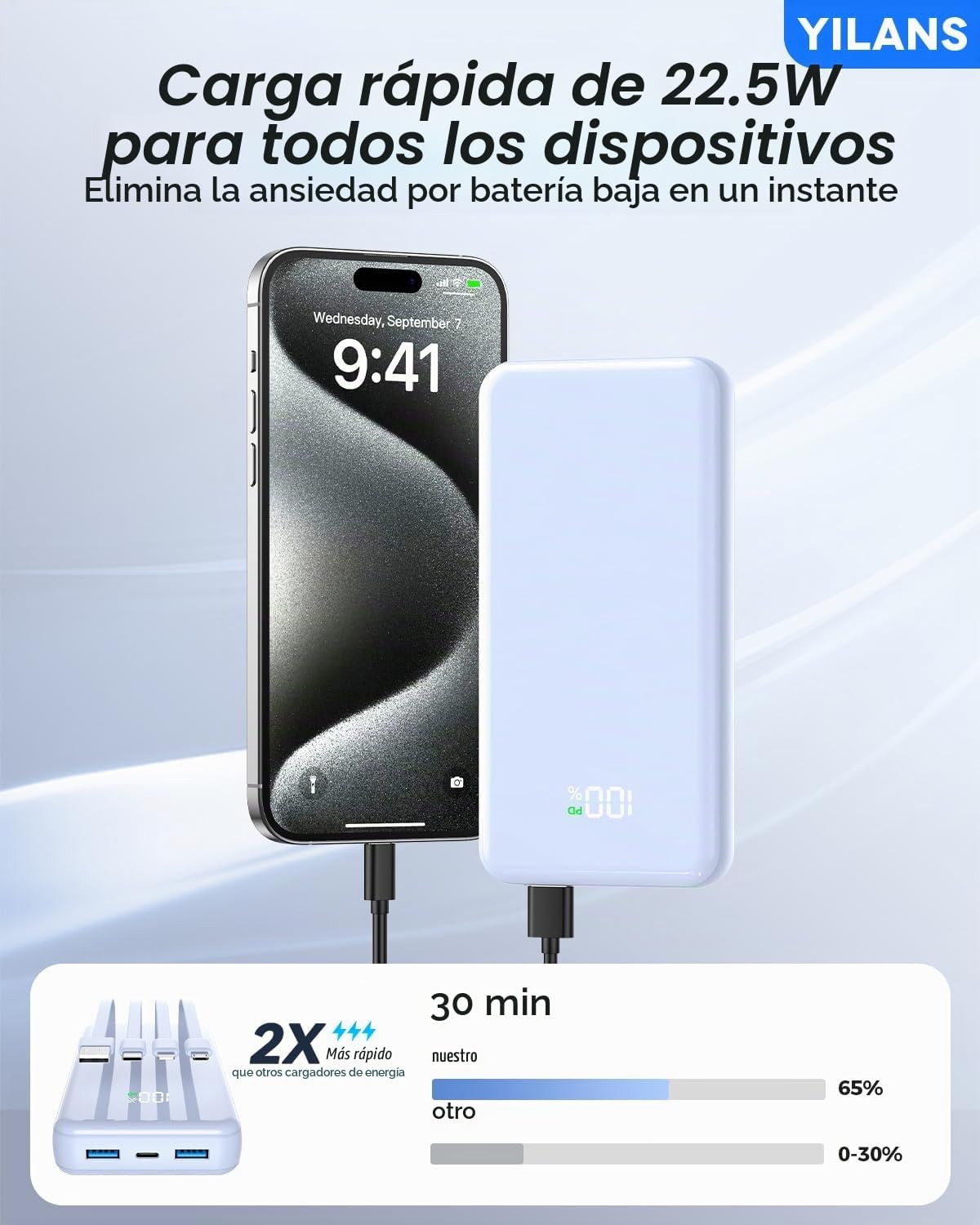 YILANS Cargador portátil 50000mAh, banco de energía de 22.5W con 4...