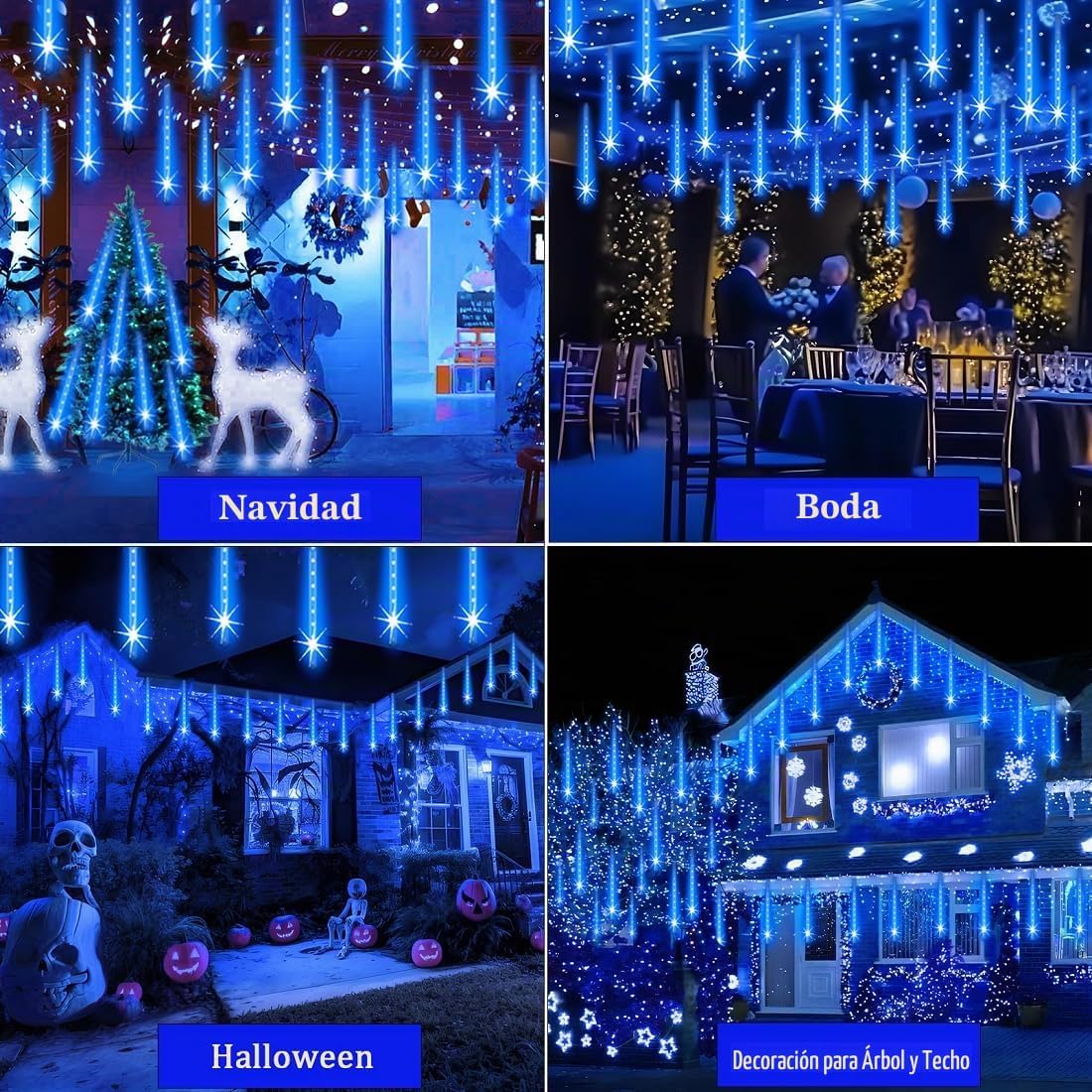 Adecorty Luces navideñas para exteriores Luz de lluvia de meteorito...