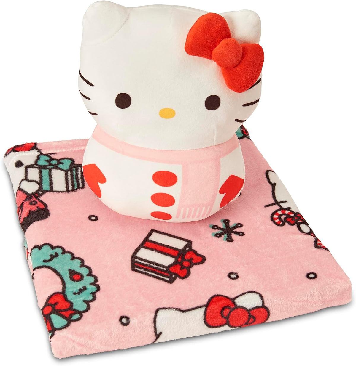 Hello Kitty Snow Merry Hugger - Juego de almohada y manta de felpa...