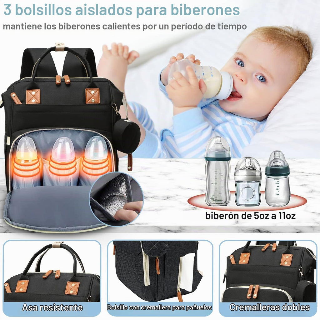SHITIESHOU Bolsa de pañales mochila para bebé, bolsa de pañales par...