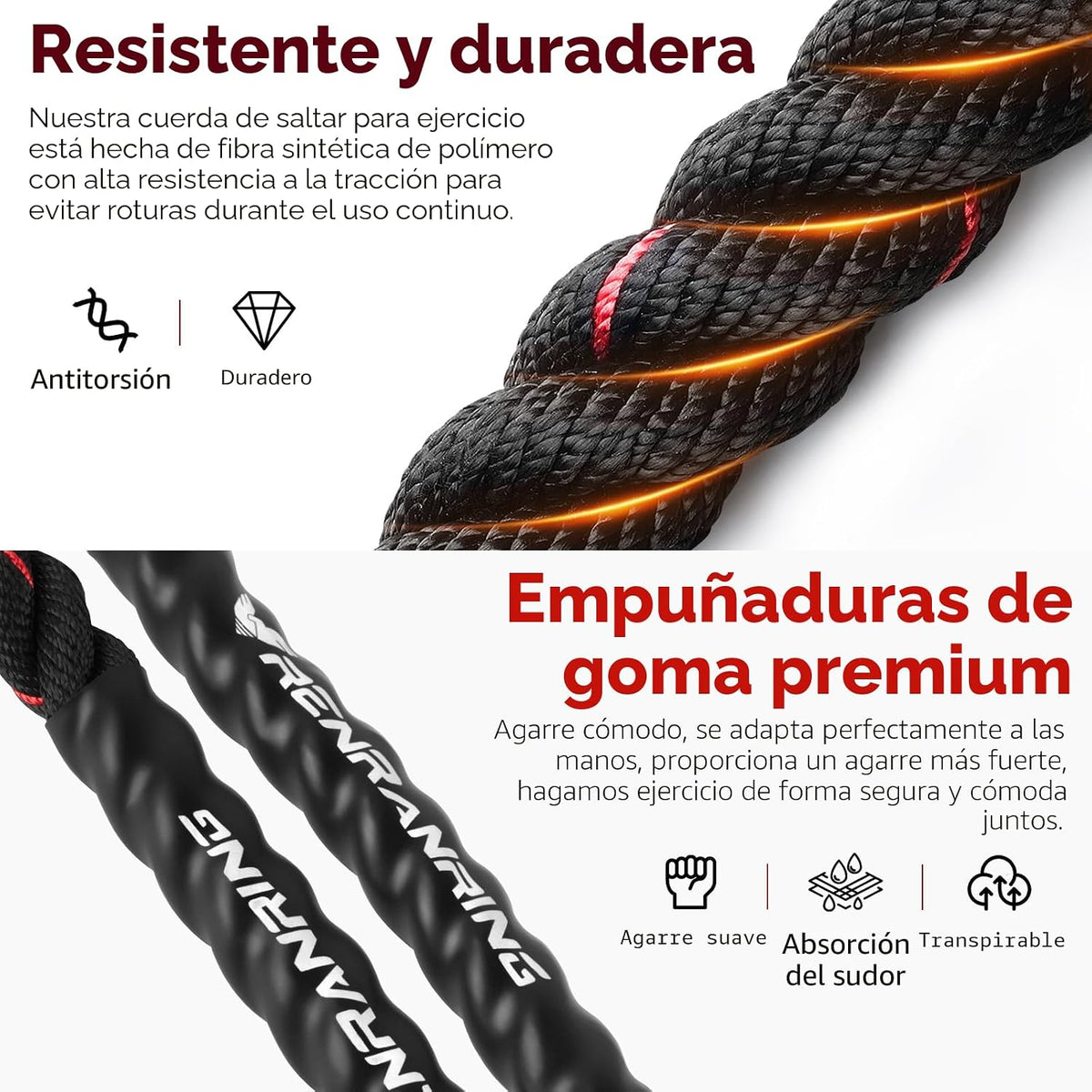 Cuerda de saltar, cuerda de saltar pesada para hombres y mujeres |...