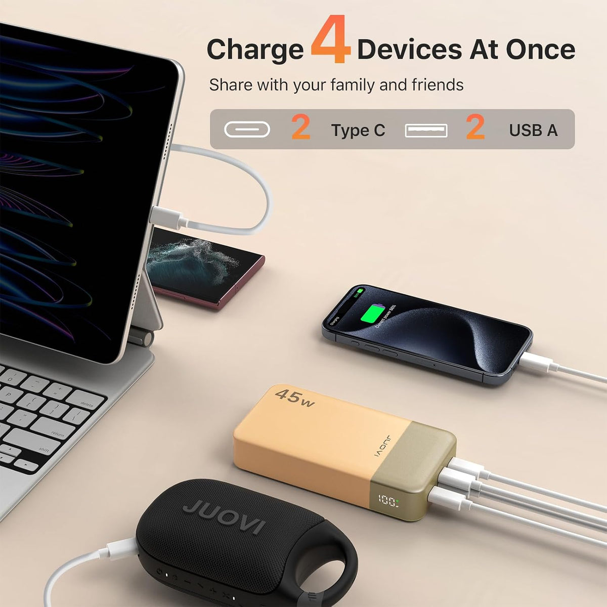 Cargador portátil JUOVI Power Bank 45W 20000mAh | PD QC carga rápid...