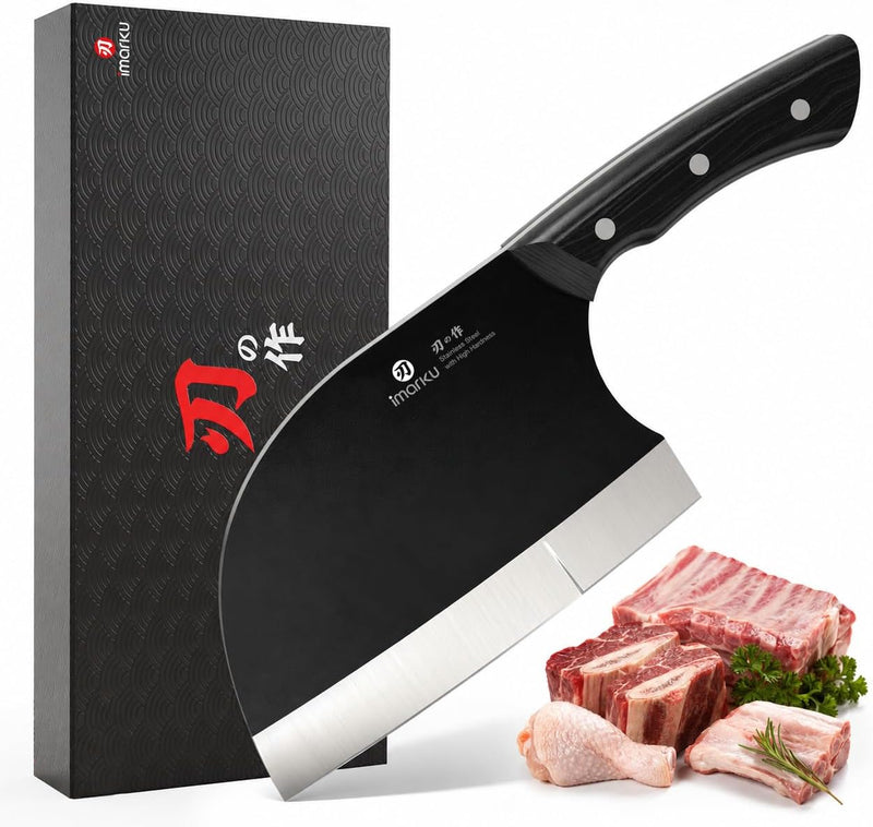 imarku Cuchillo de carnicero de 6.7 pulgadas, cuchillo serbio de ac...