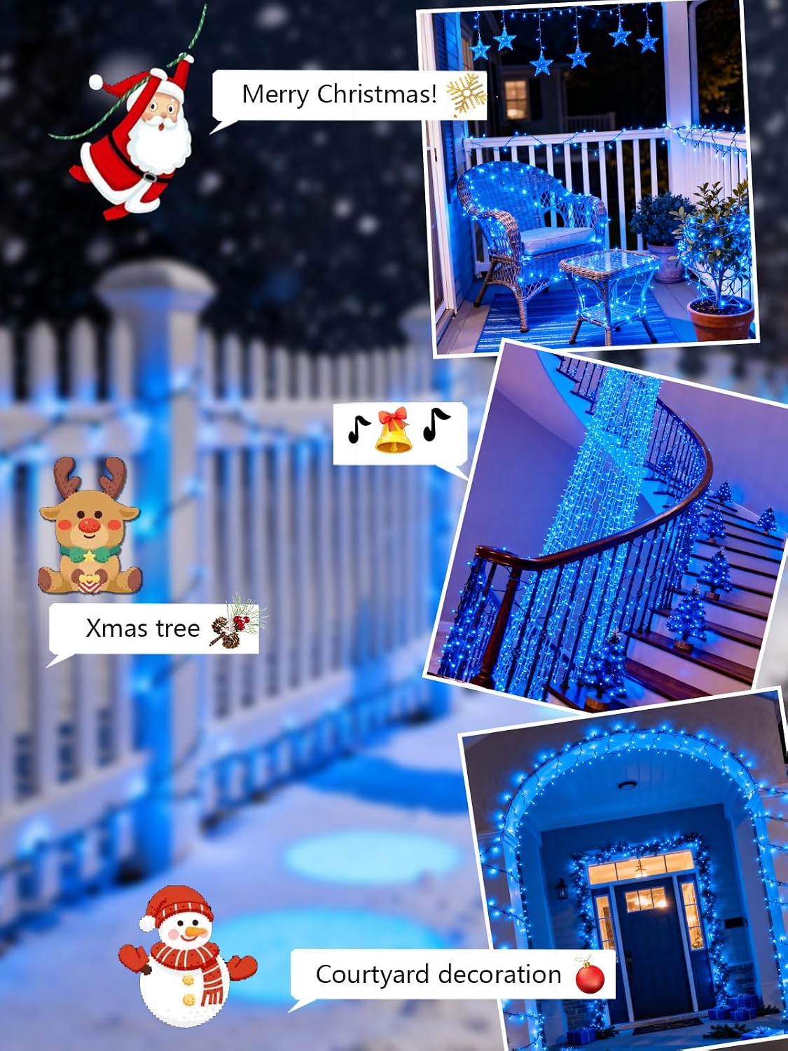Guirnalda de luces navideñas de 300 LED, 99 pies, controladas por v...
