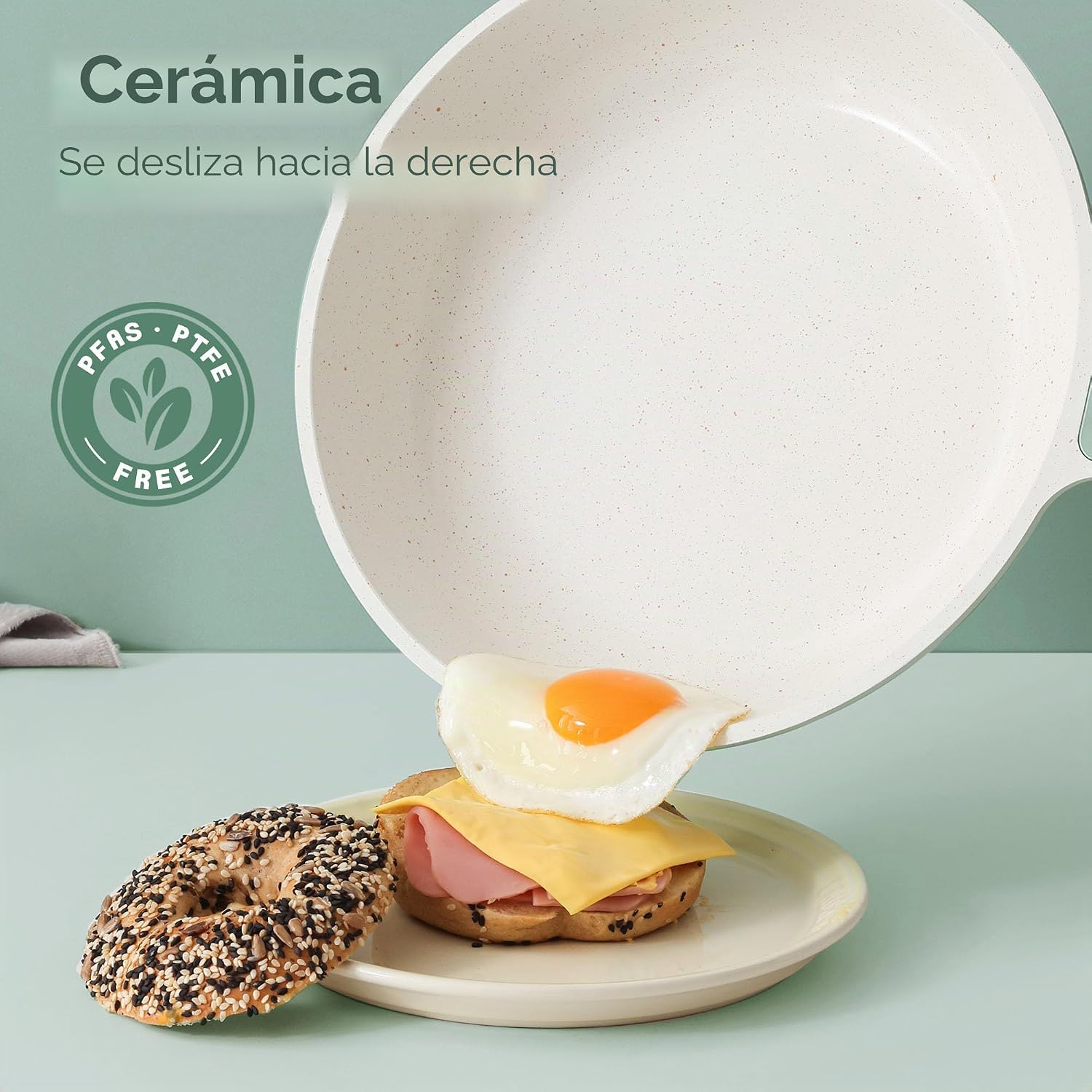SENSARTE Juego de utensilios de cocina de cerámica antiadherente gr...