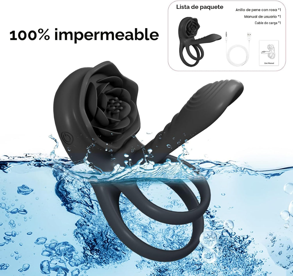 MOVGANI - Extensor de pene rosa 4 en 1 con vibrador de clítoris de...