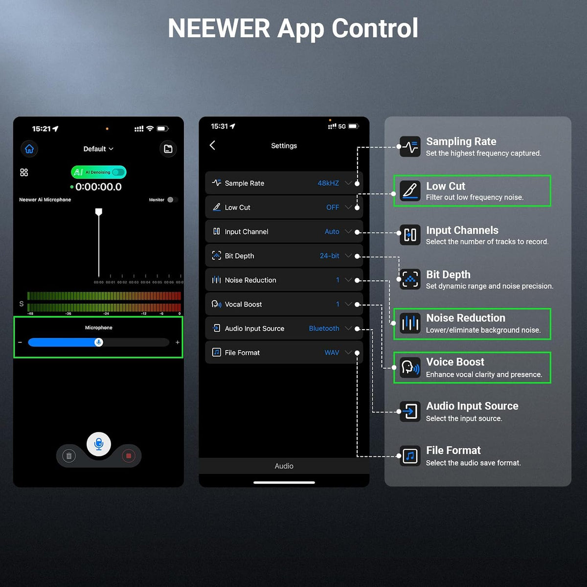 NEEWER CM26 Pro AI Micrófono Inalámbrico Compatible con iPhone Andr...