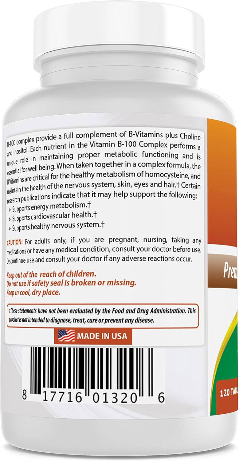 Best Naturals Complejo B-100 para adultos, 120 Comprimidos