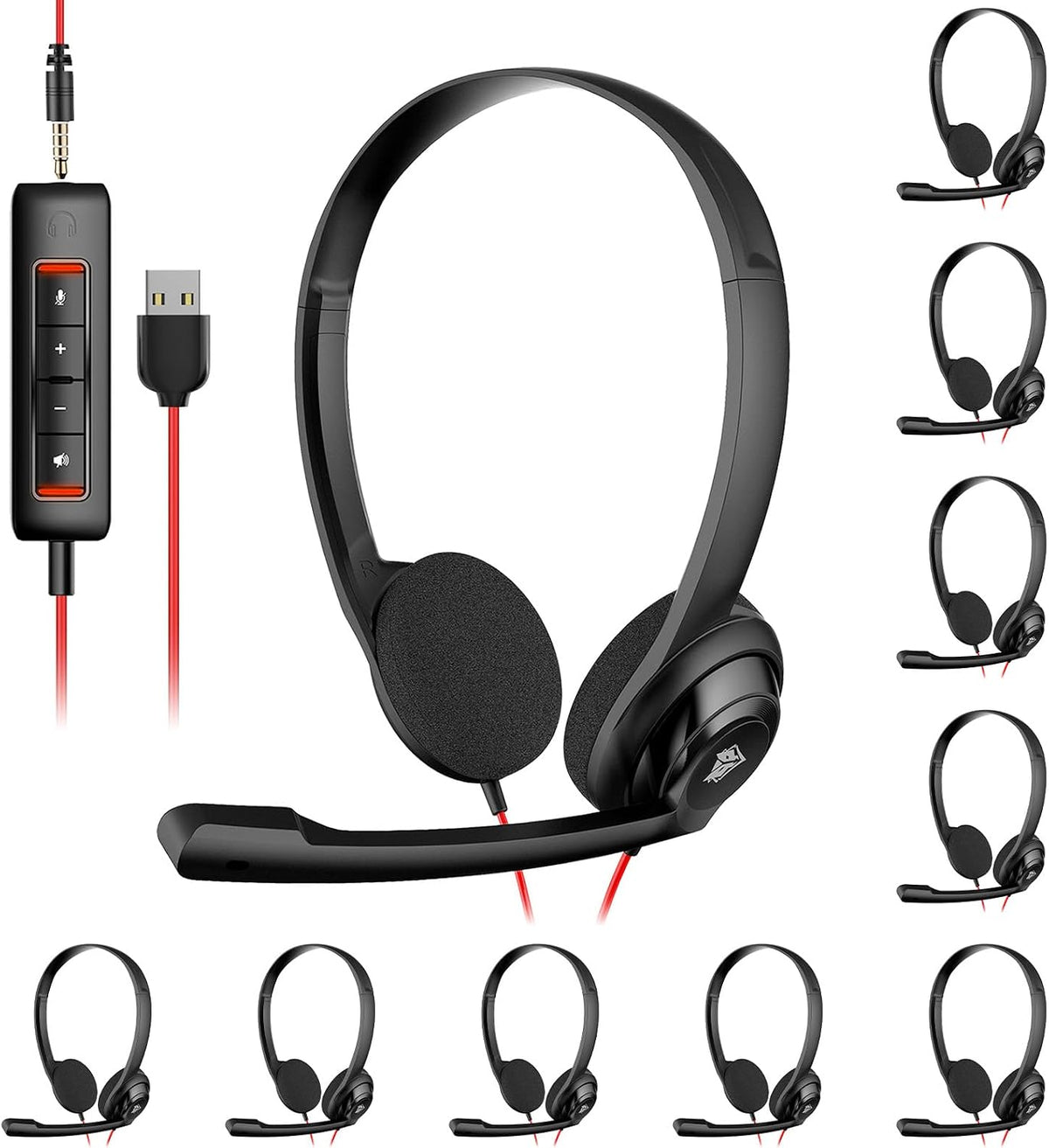 NUBWO HW02 Auriculares USB para Computadora con Micrófono de Chat C...