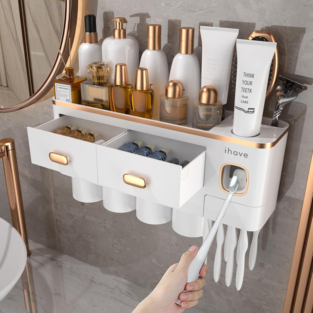 iHave Portacepillos de dientes para baños y dispensador de pasta de...